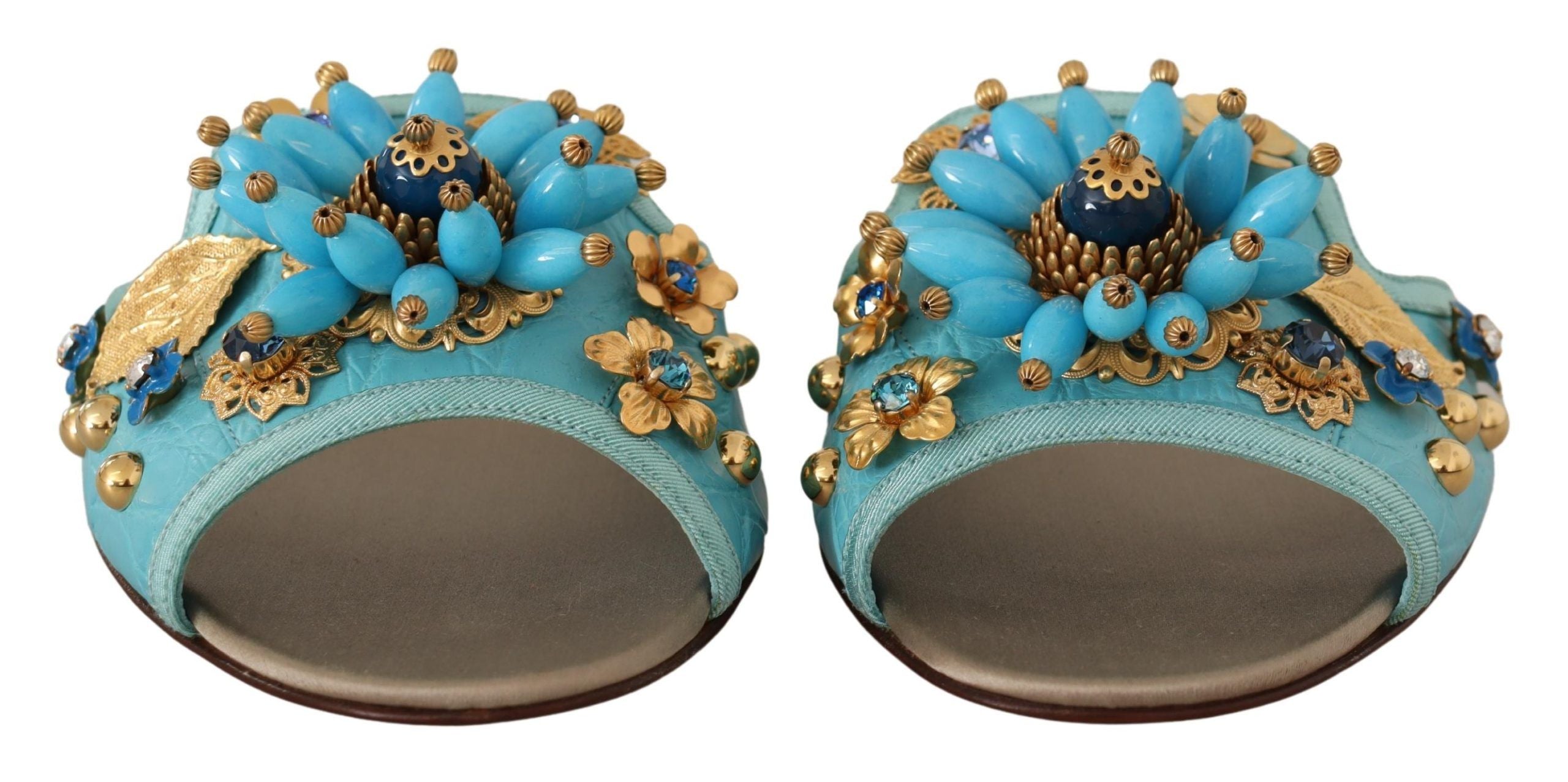 Dolce & Gabbana – Exquisite Sandalen aus exotischem Leder mit Kristallverzierung