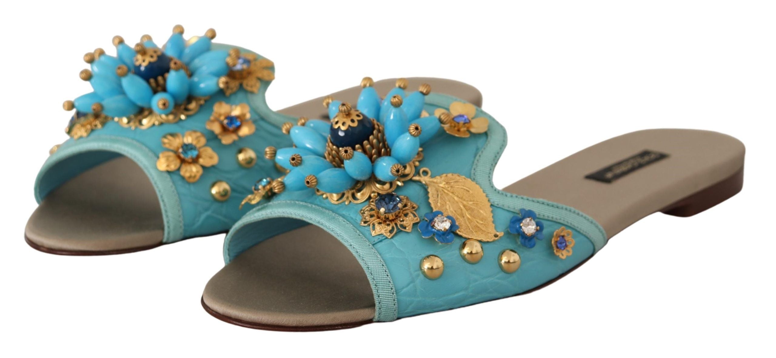 Dolce & Gabbana – Exquisite Sandalen aus exotischem Leder mit Kristallverzierung