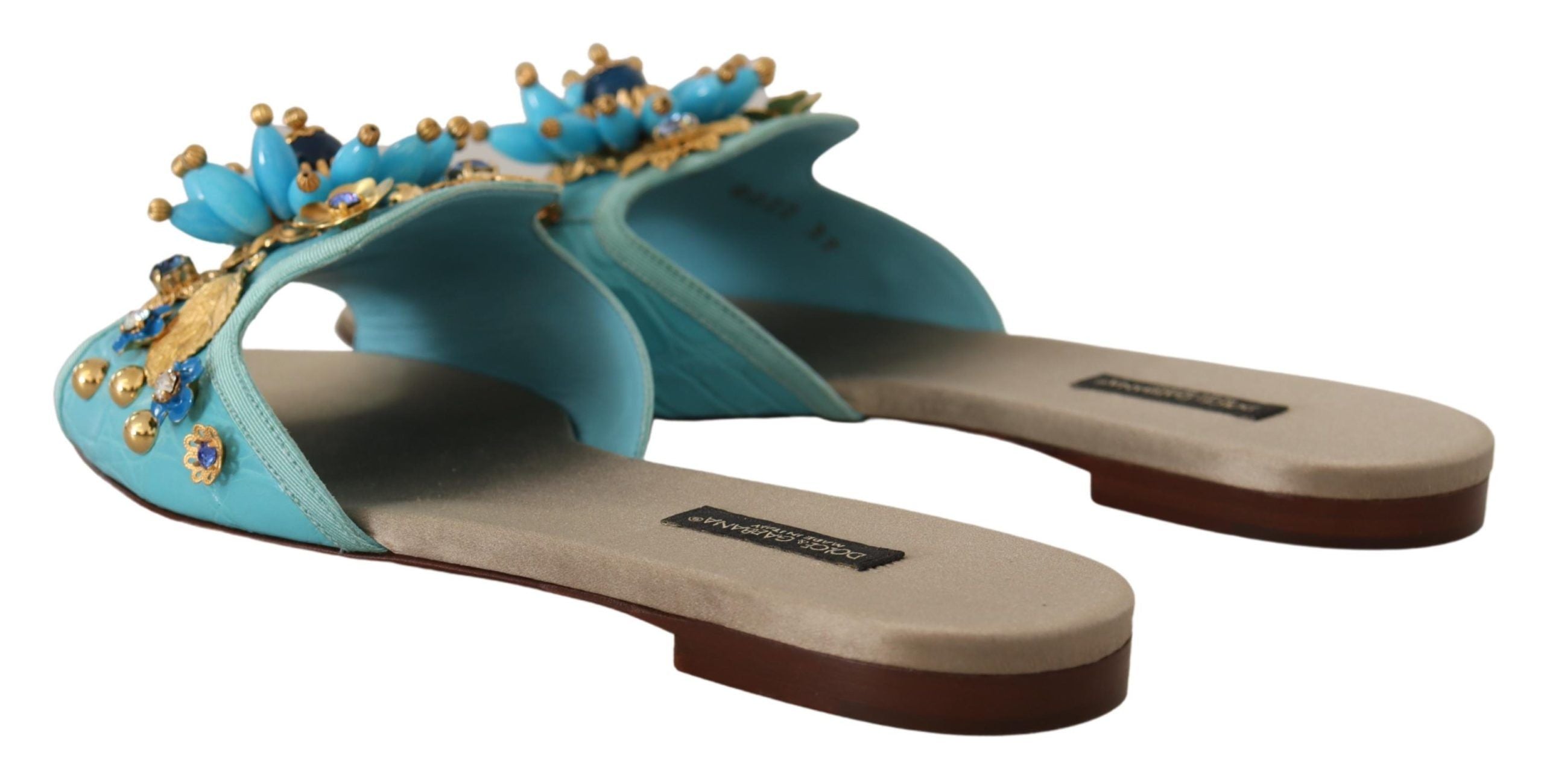 Dolce & Gabbana – Exquisite Sandalen aus exotischem Leder mit Kristallverzierung