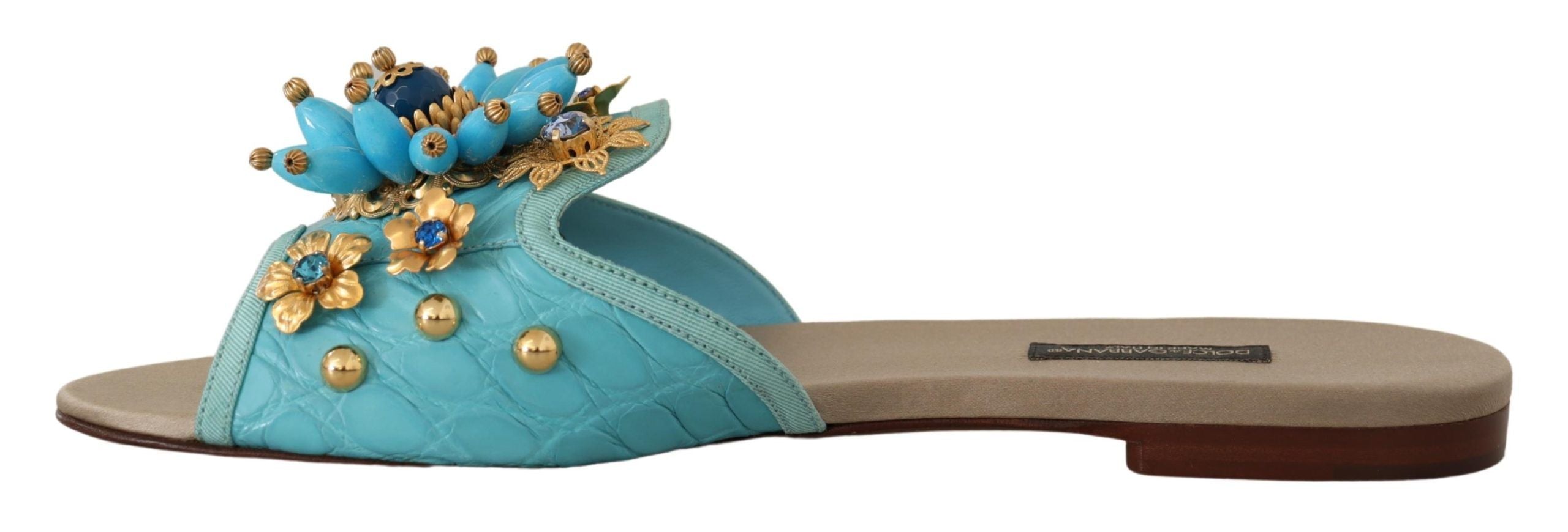 Dolce & Gabbana – Exquisite Sandalen aus exotischem Leder mit Kristallverzierung