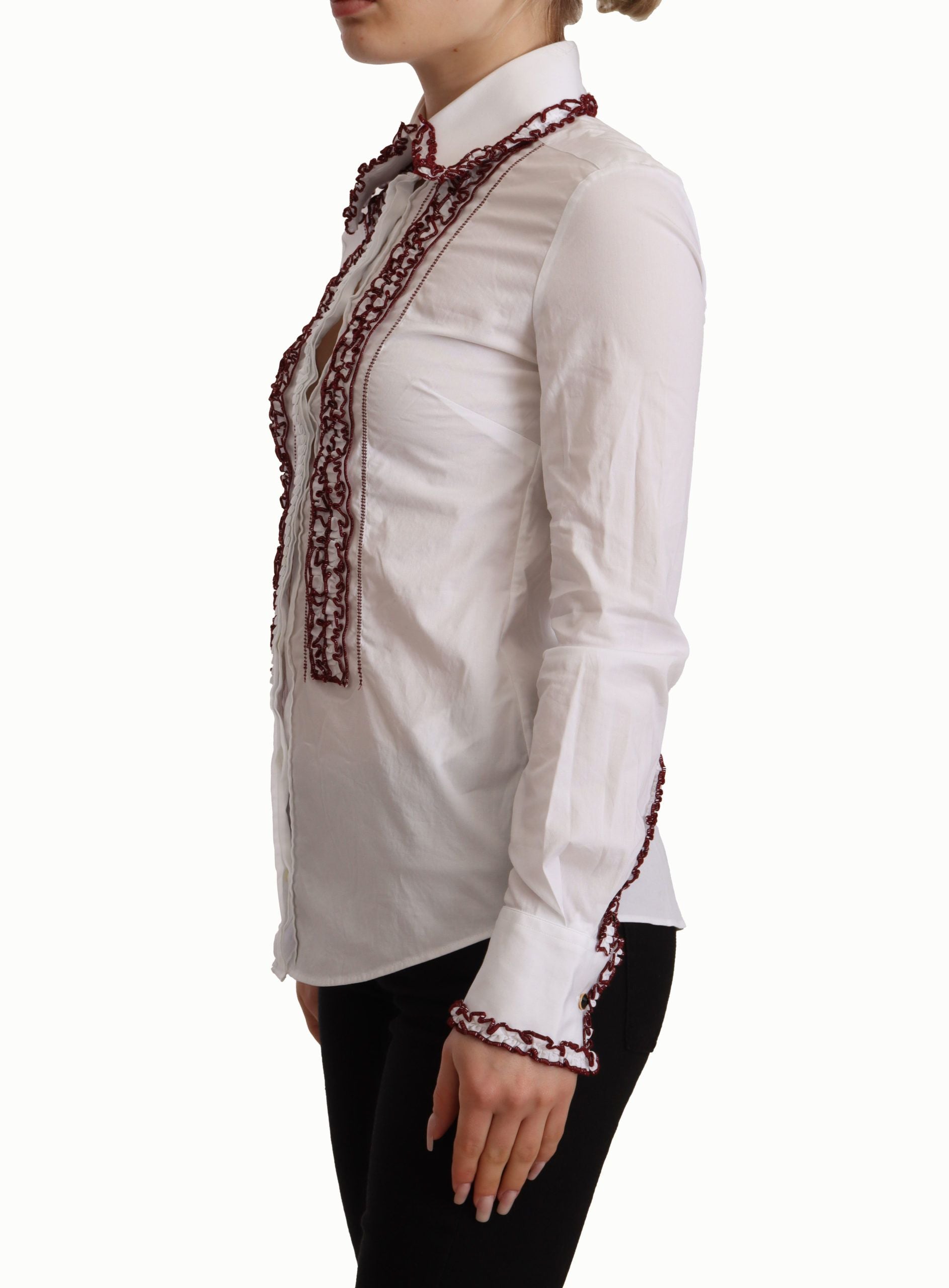 Dolce & Gabbana Elegantes langärmliges Poloshirt aus weißer Baumwolle