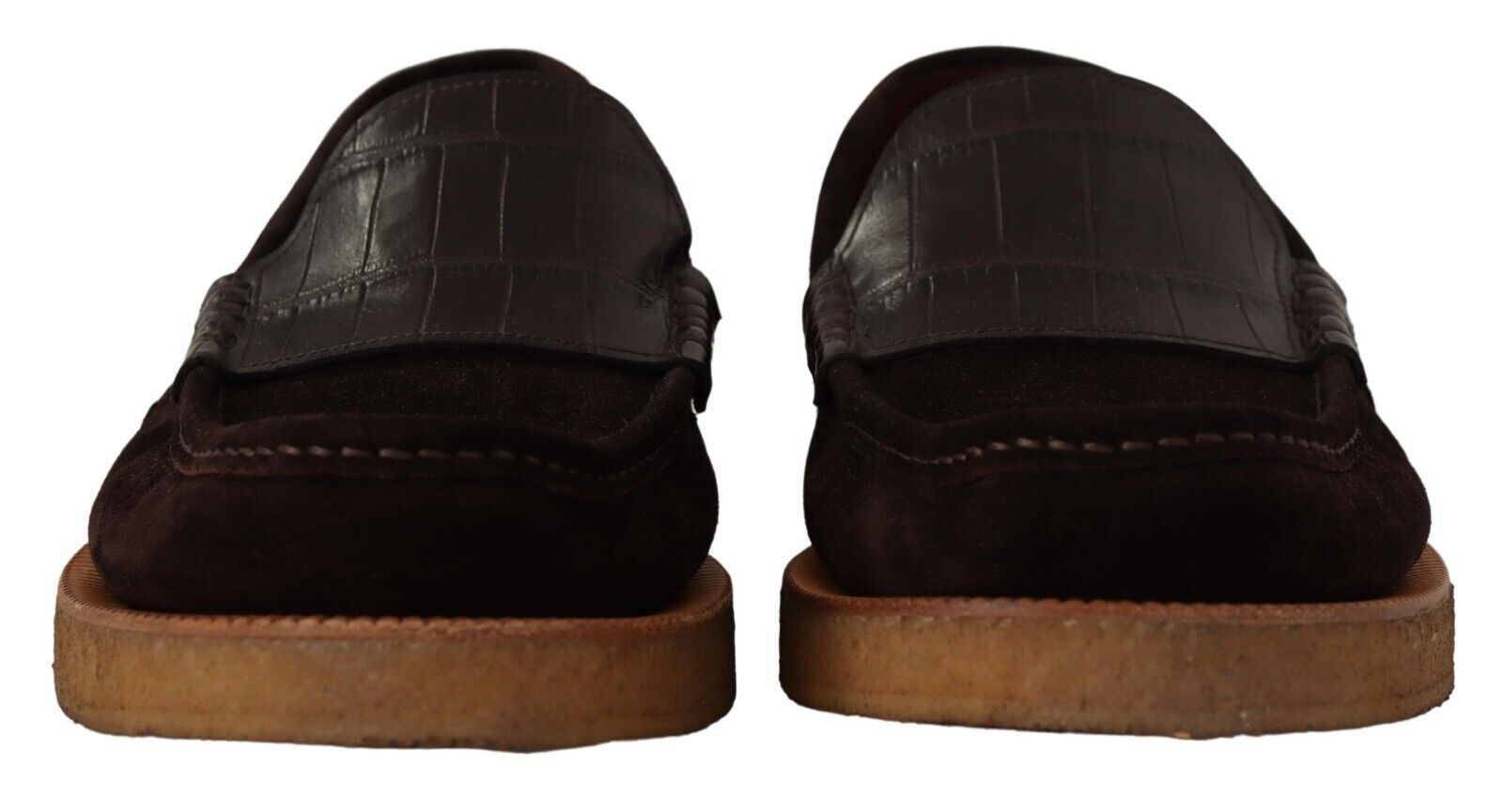Dolce & Gabbana Elegante Loafer aus Wildleder-Krokodil in Braun