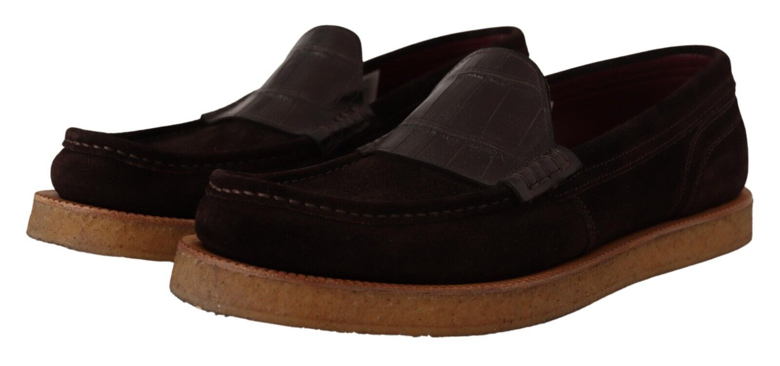 Dolce & Gabbana Elegante Loafer aus Wildleder-Krokodil in Braun