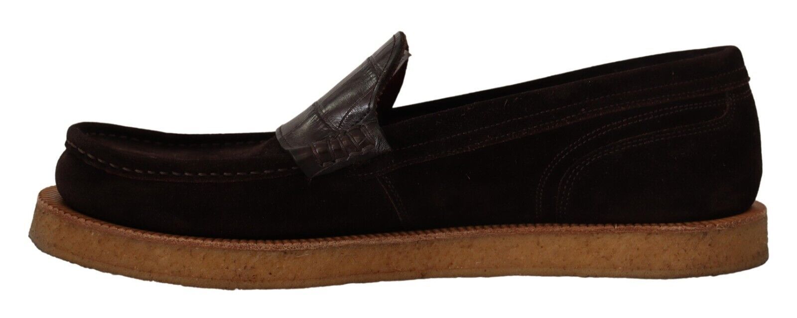 Dolce & Gabbana Elegante Loafer aus Wildleder-Krokodil in Braun