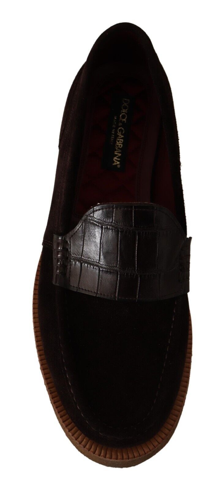 Dolce & Gabbana Elegante Loafer aus Wildleder-Krokodil in Braun
