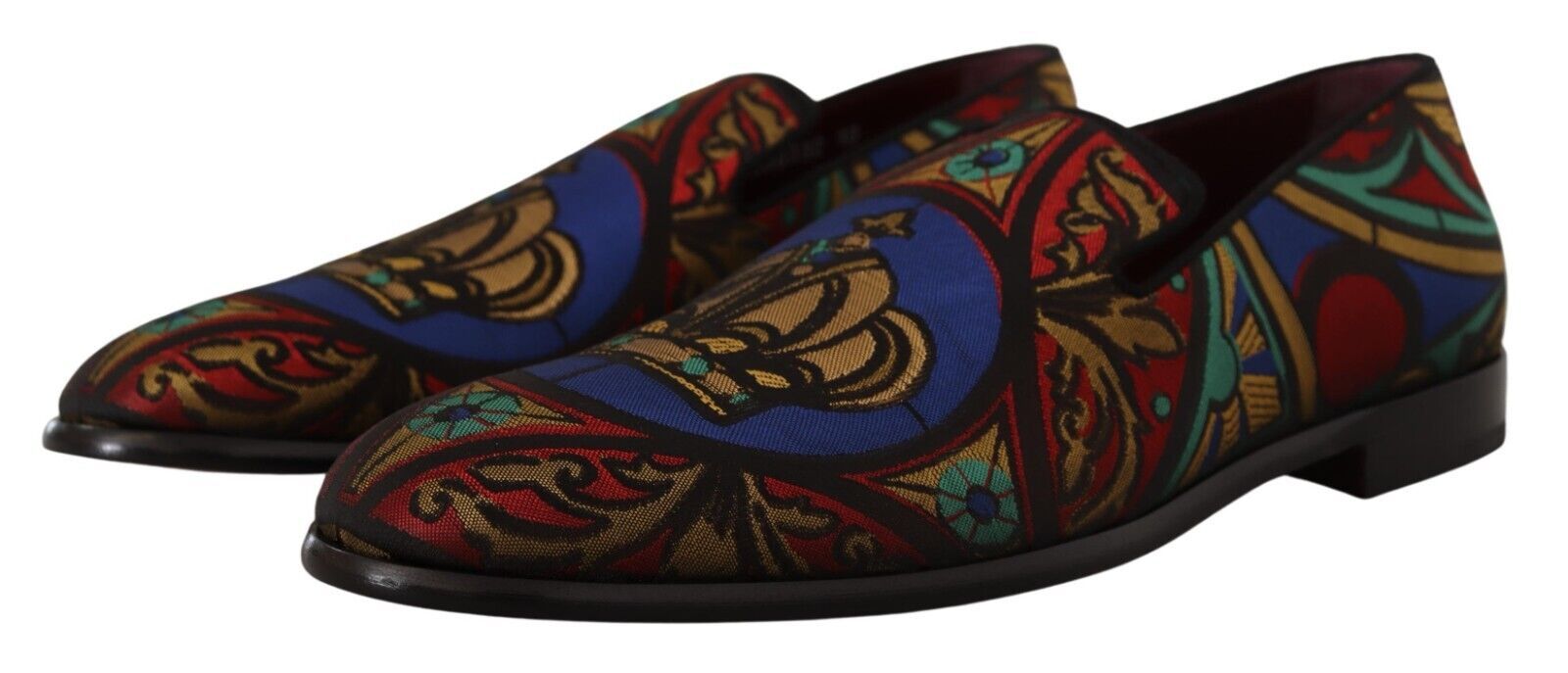 Mocasini Dolce & Gabbana cu imprimeu jacquard multicolor