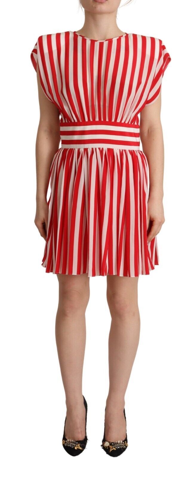 Rochie mini elegantă cu dungi din mătase, Dolce & Gabbana