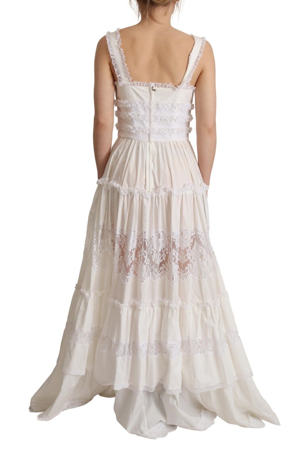 Dolce & Gabbana – Elegantes, weißes A-Linien-Maxikleid mit Stufen