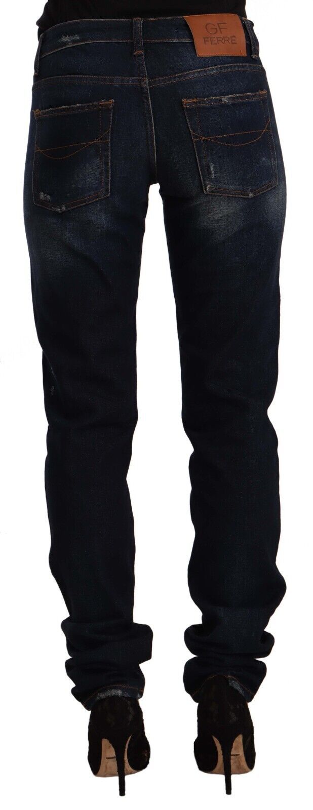 GF Ferre Chic Skinny Jeans mit mittlerer Taille in dunkelblauer Waschung
