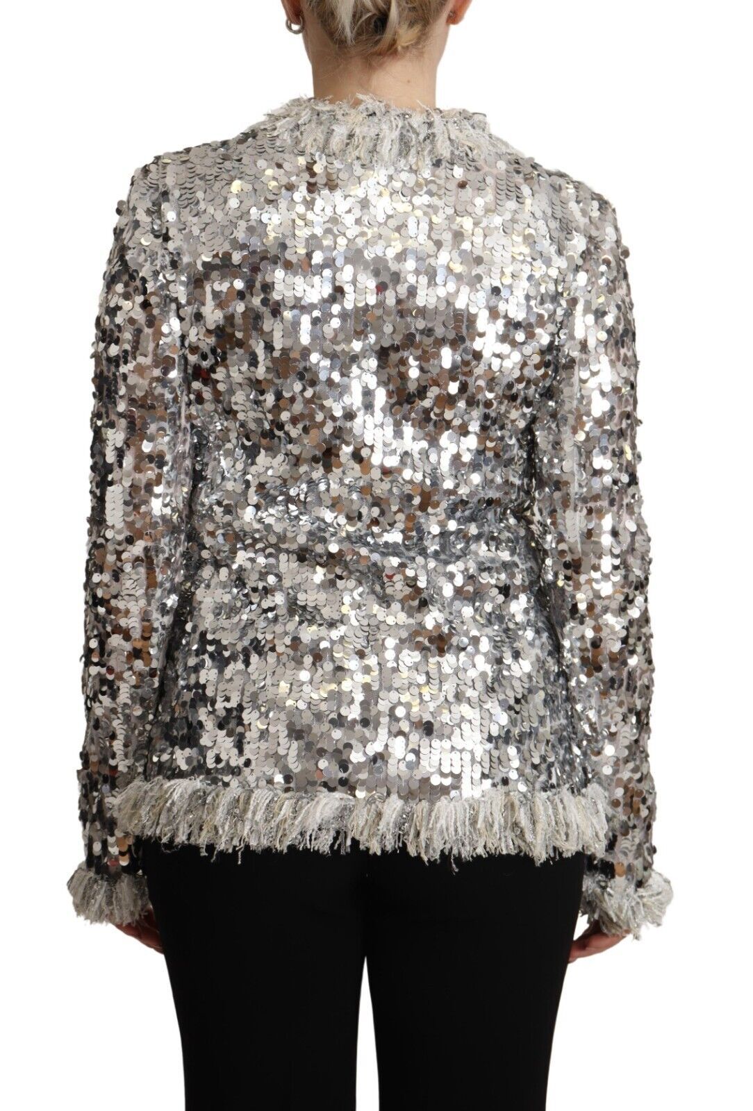 Dolce & Gabbana Schicker silberner Pailletten-Jackenmantel