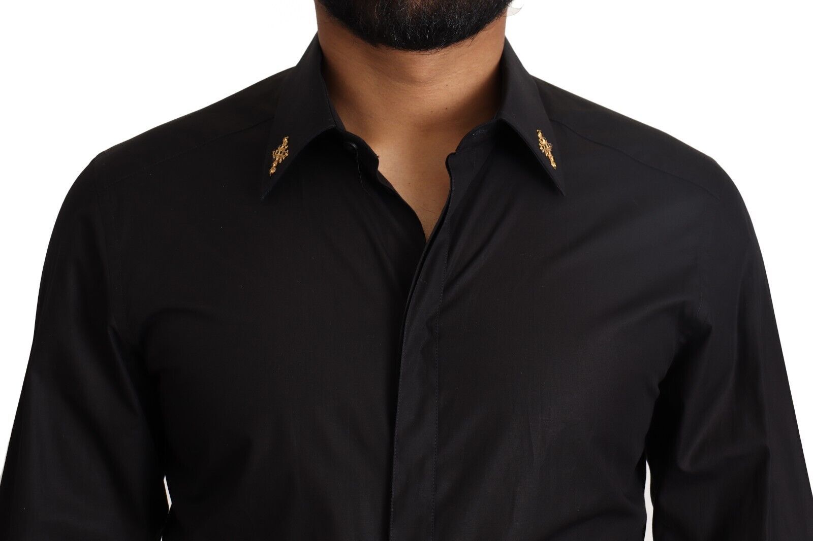 Dolce & Gabbana Elegantes Slim Fit Hemd aus schwarzer Baumwolle