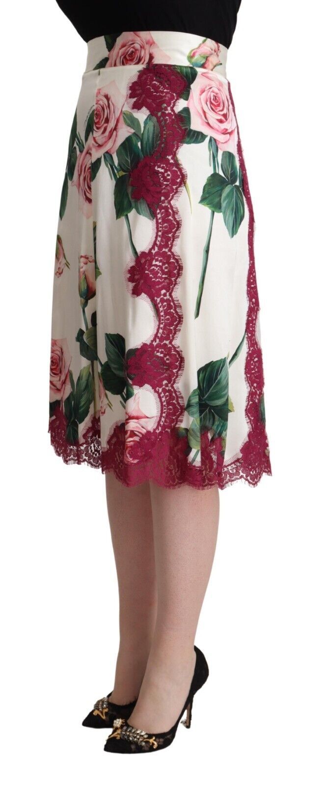 Dolce & Gabbana – Eleganter Midirock in A-Linie mit Blumenmuster
