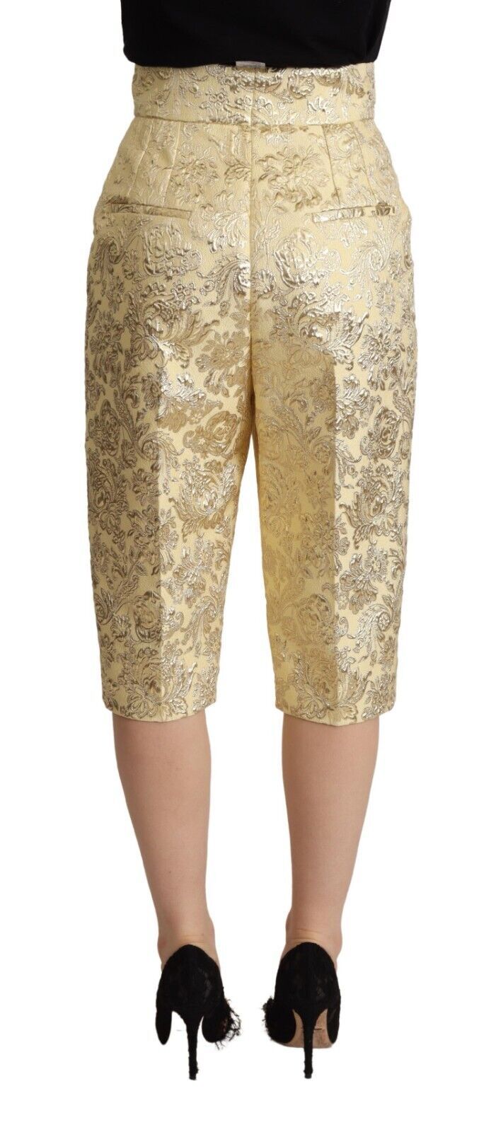 Dolce & Gabbana Elegante beigefarbene, hoch taillierte Cropped-Hose