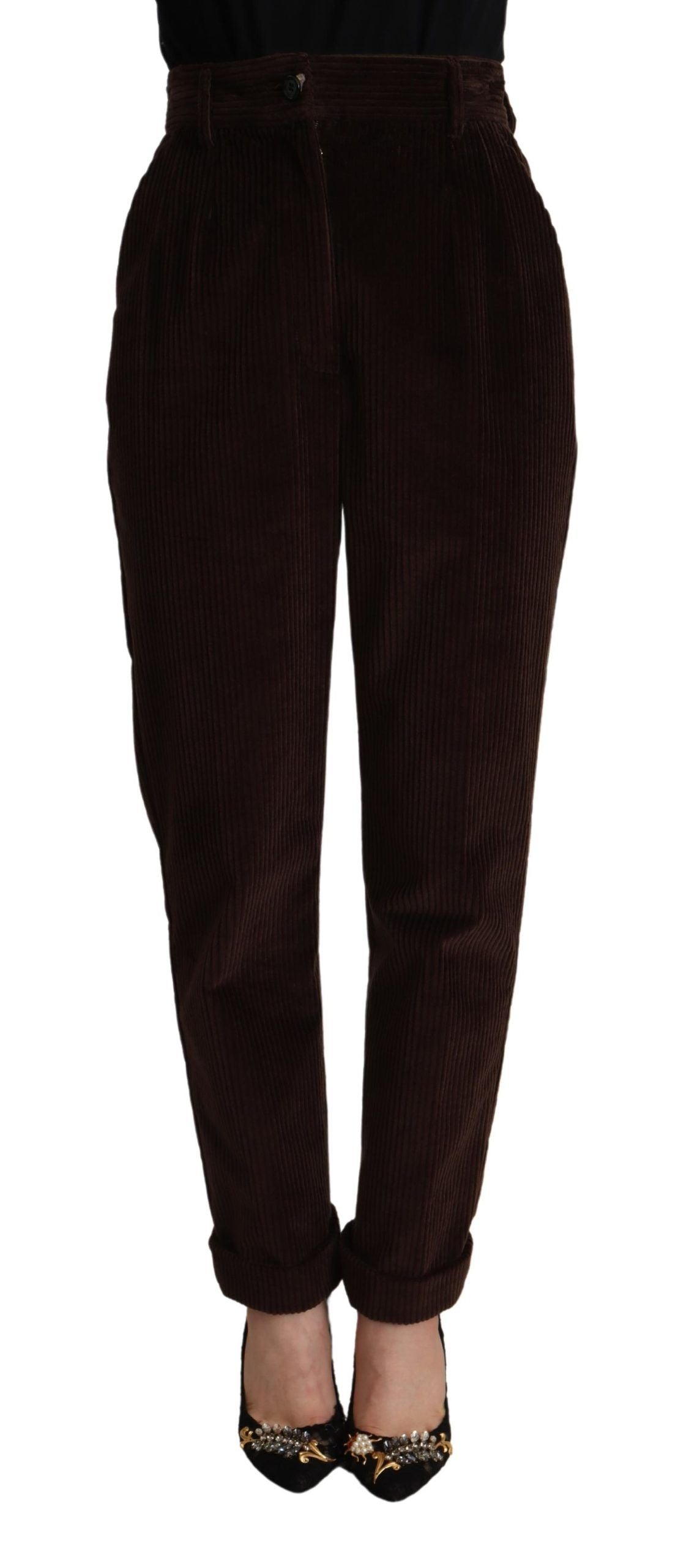 Dolce & Gabbana Elegante Cordhose mit hoher Taille in Bordeaux
