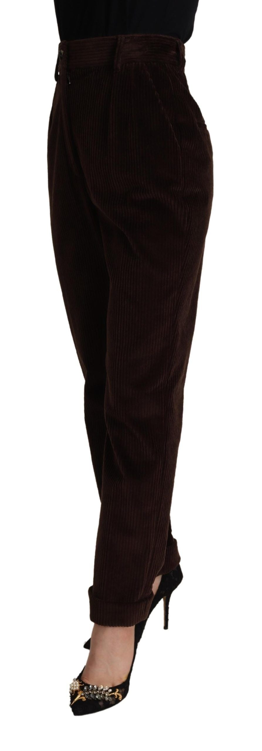 Dolce & Gabbana Elegante Cordhose mit hoher Taille in Bordeaux