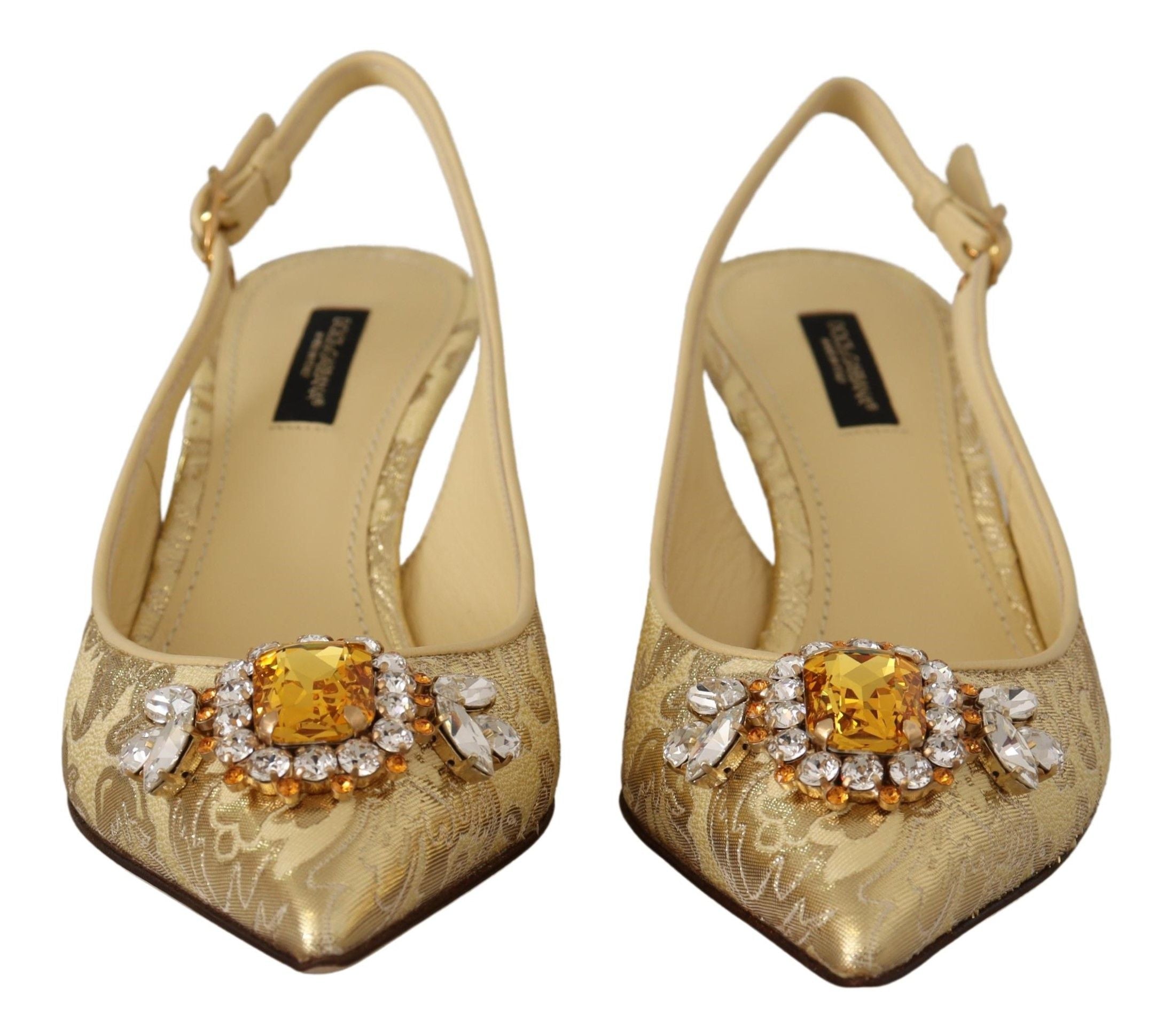 Dolce & Gabbana – Slingback-Pumps mit glänzendem Goldkristall