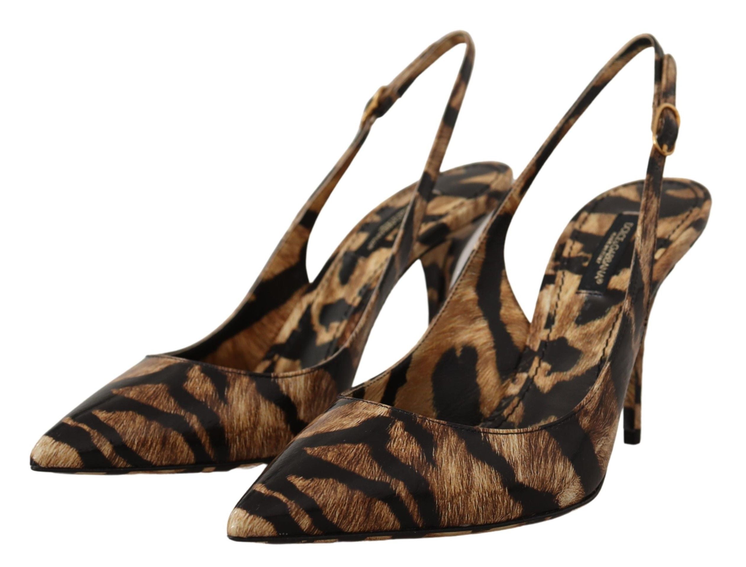 Dolce & Gabbana – Pumps mit Slingback-Absatz und Tigermuster