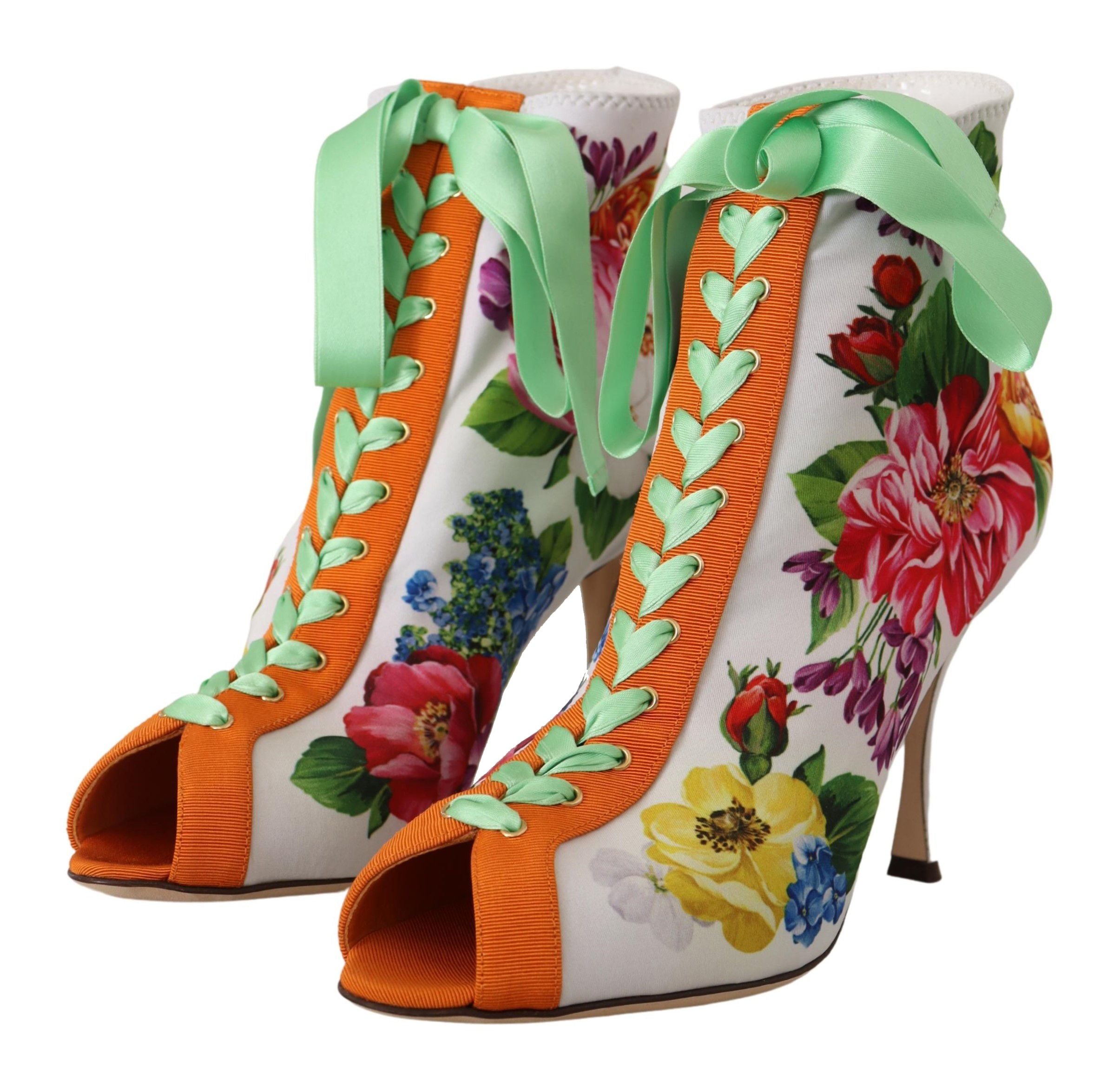 Dolce & Gabbana – Jersey-Pumps mit Blumenmuster und offener Spitze