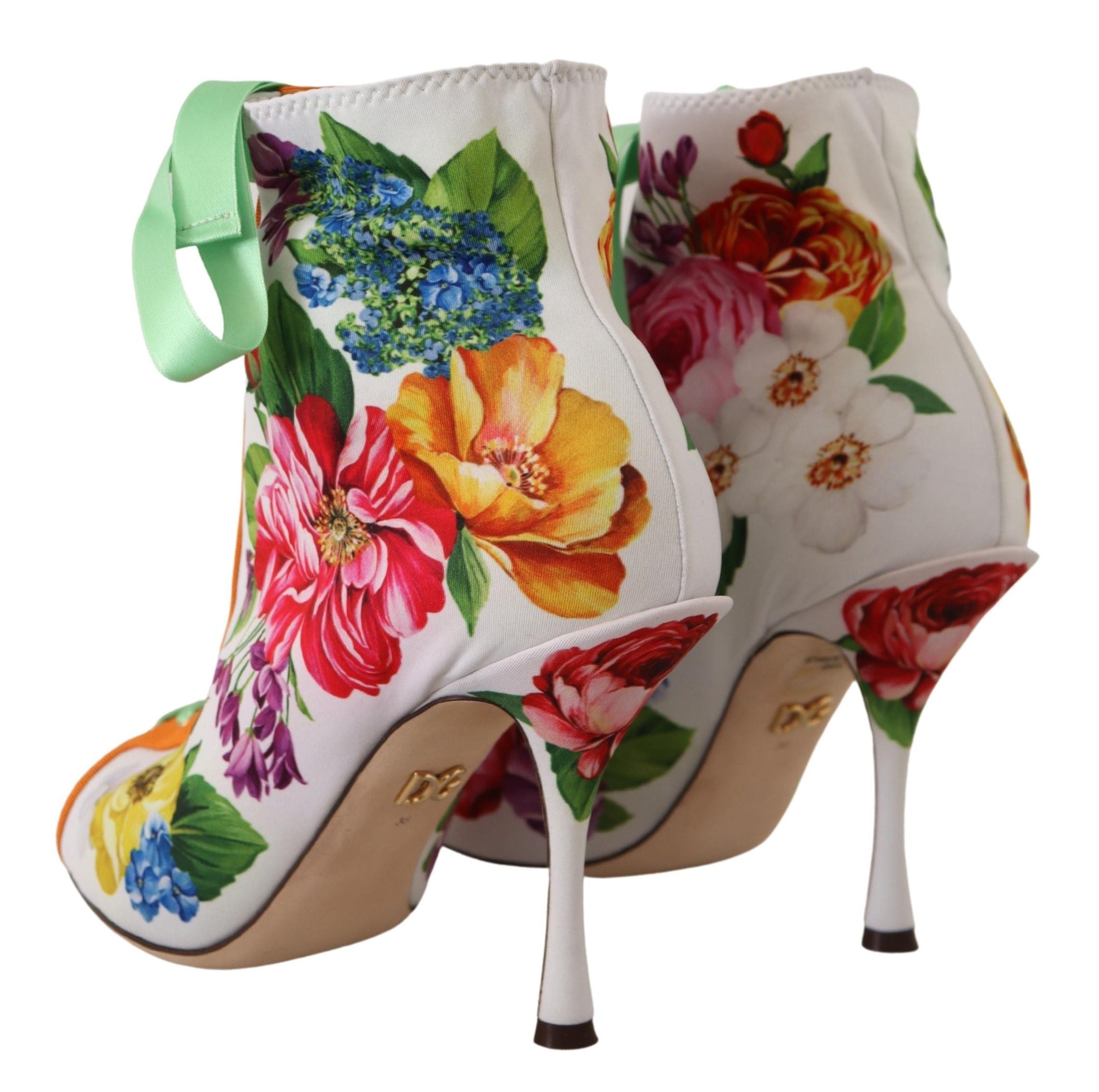 Dolce & Gabbana – Jersey-Pumps mit Blumenmuster und offener Spitze