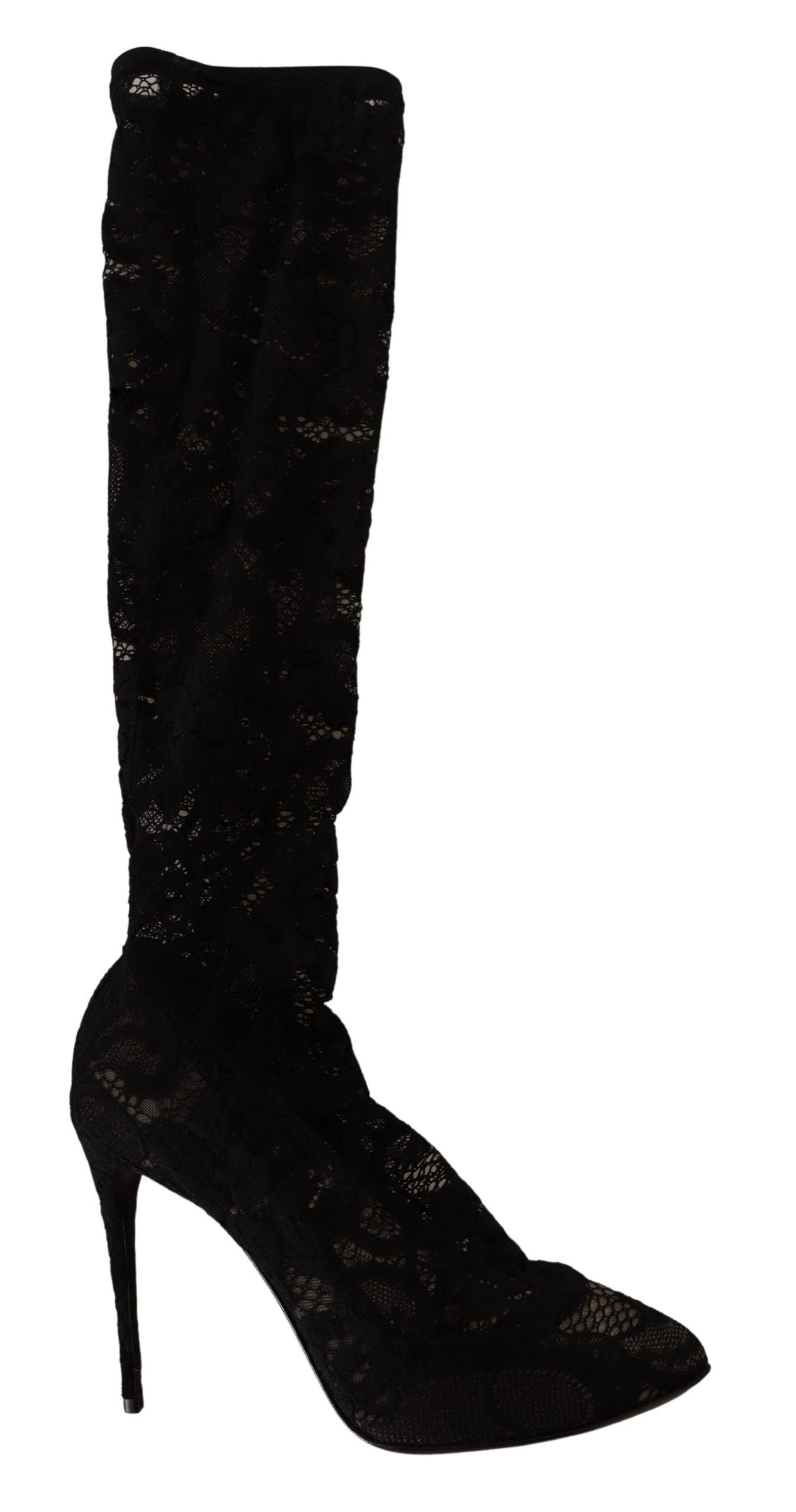 Dolce & Gabbana – Elegante Stretch-Sockenstiefel in glattem Schwarz