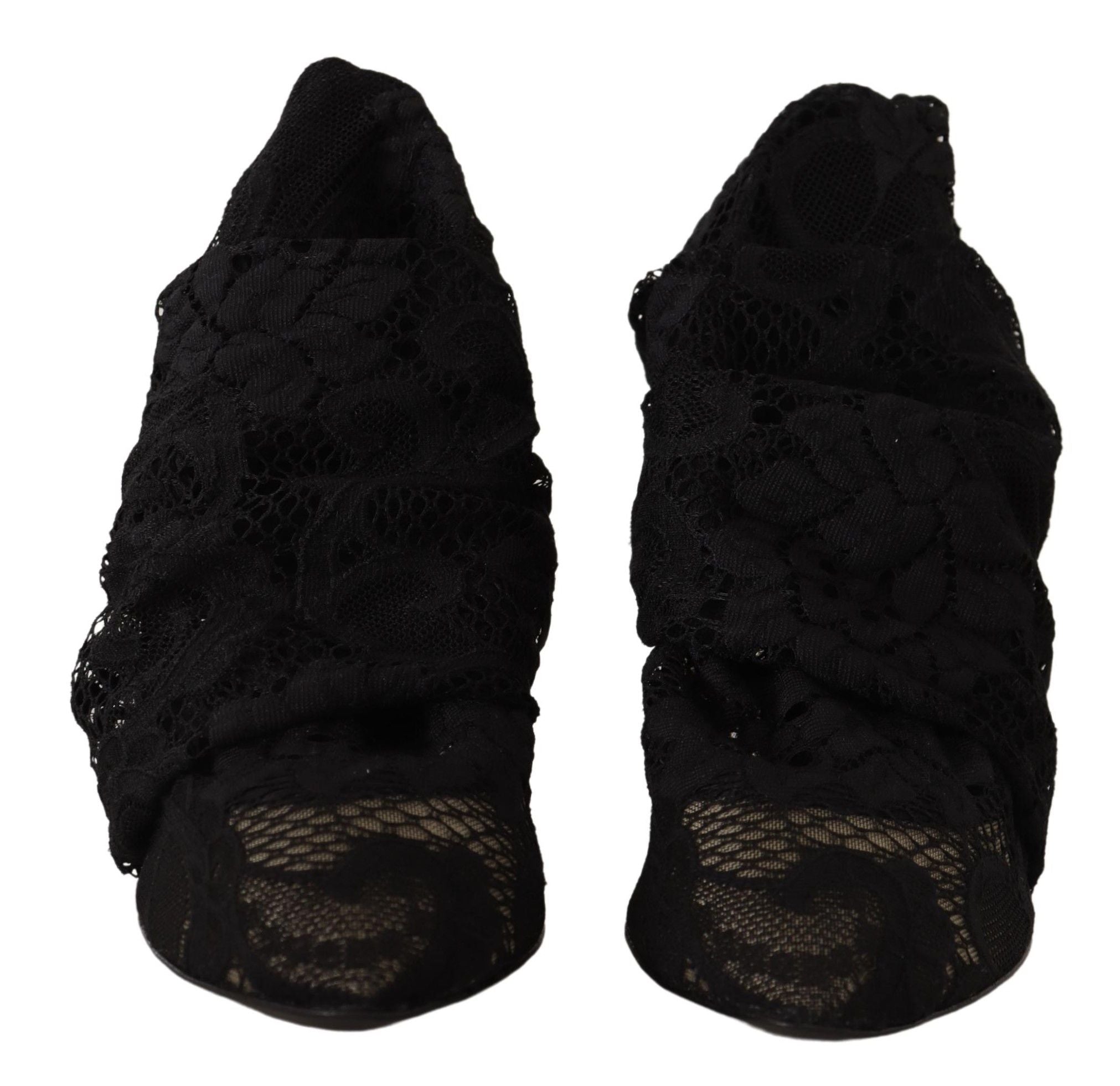 Dolce & Gabbana – Elegante Stretch-Sockenstiefel in glattem Schwarz