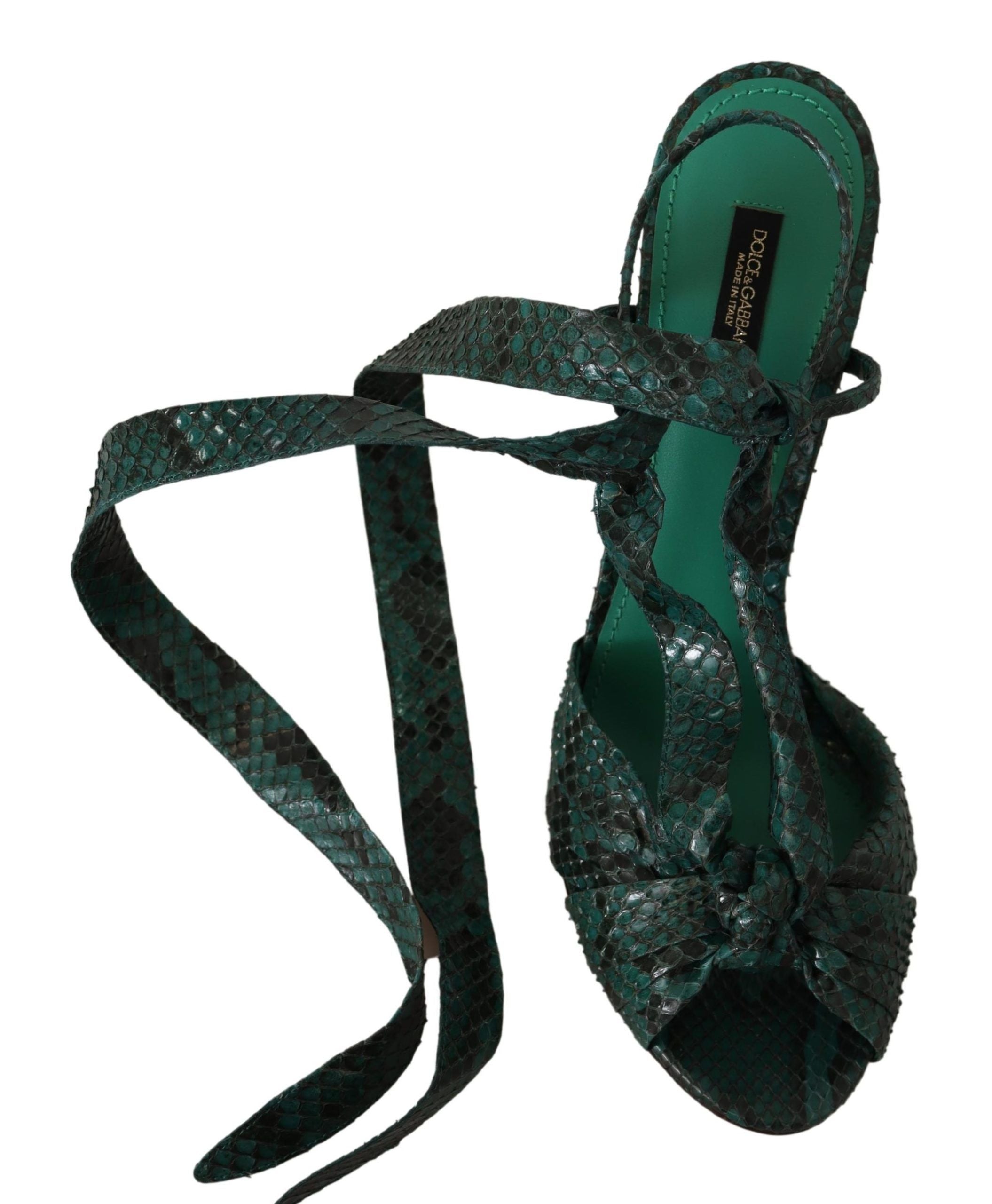 Dolce & Gabbana Elegante grüne Python-Riemchen-Pumps