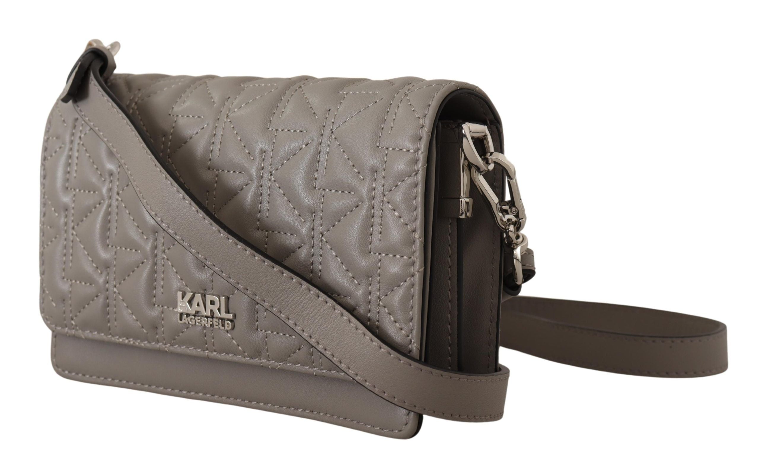 Karl Lagerfeld – Elegante Umhängetasche aus grauem Leder