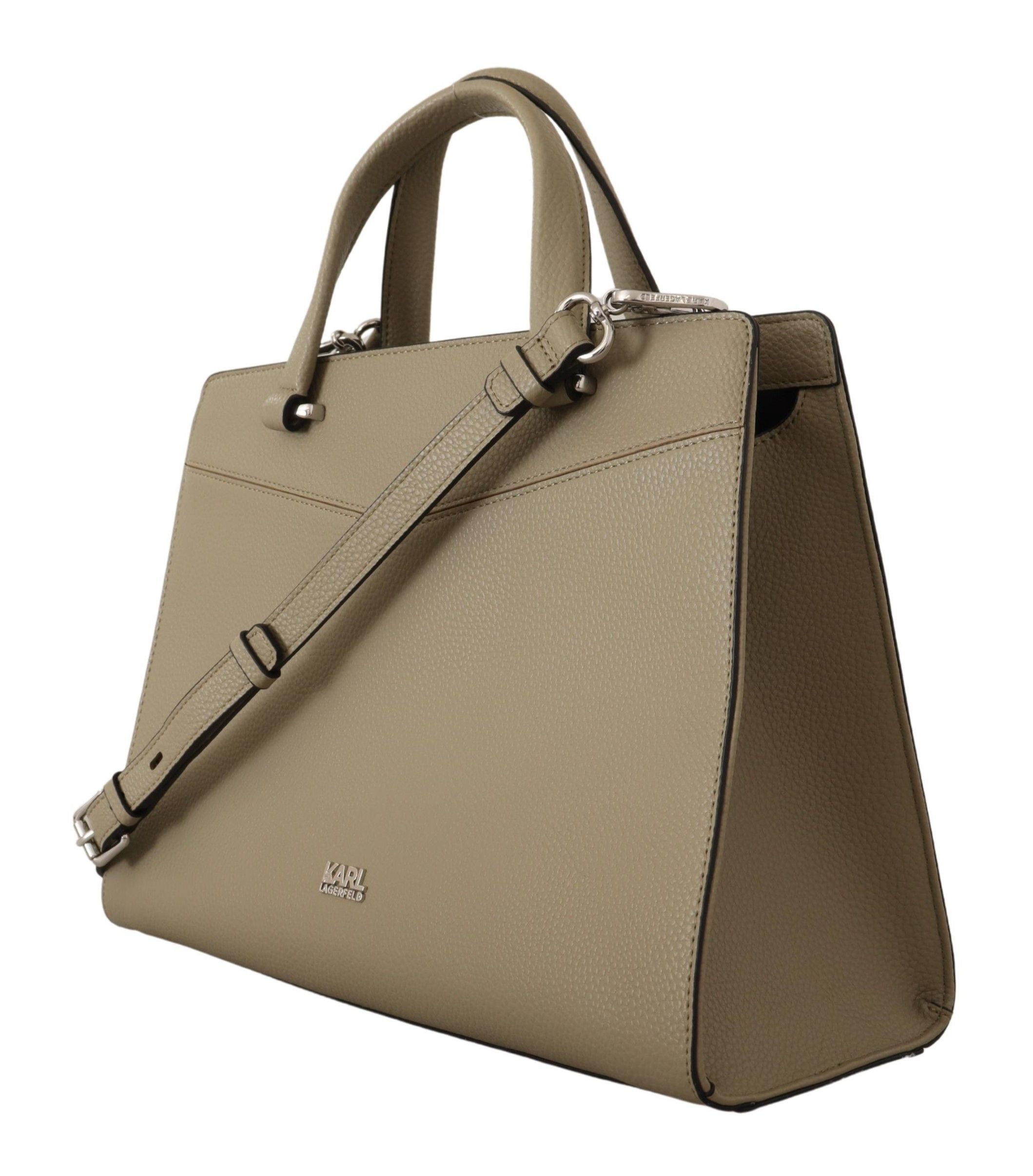 Geantă tote din piele verde salvie Karl Lagerfeld Enchanting