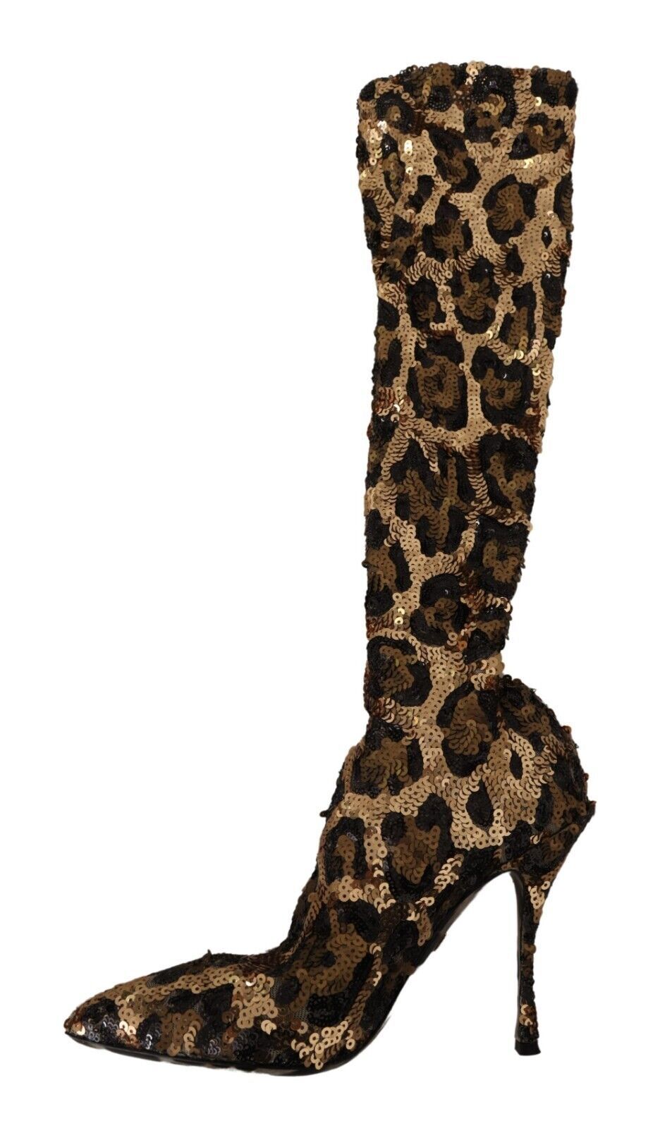 Dolce & Gabbana Elegante kniehohe Stiefel mit Leoparden-Pailletten