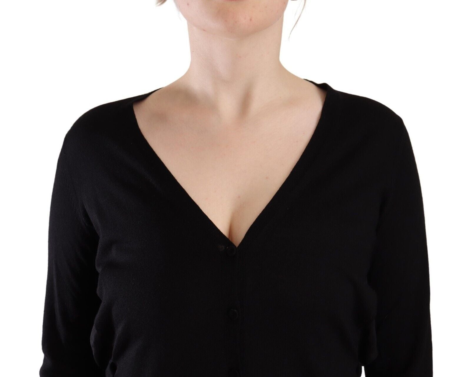 Dolce & Gabbana Eleganter schwarzer Wollpullover mit V-Ausschnitt