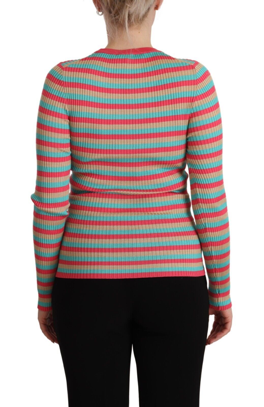Dolce & Gabbana Eleganter gestreifter Seidenpullover mit Rundhalsausschnitt