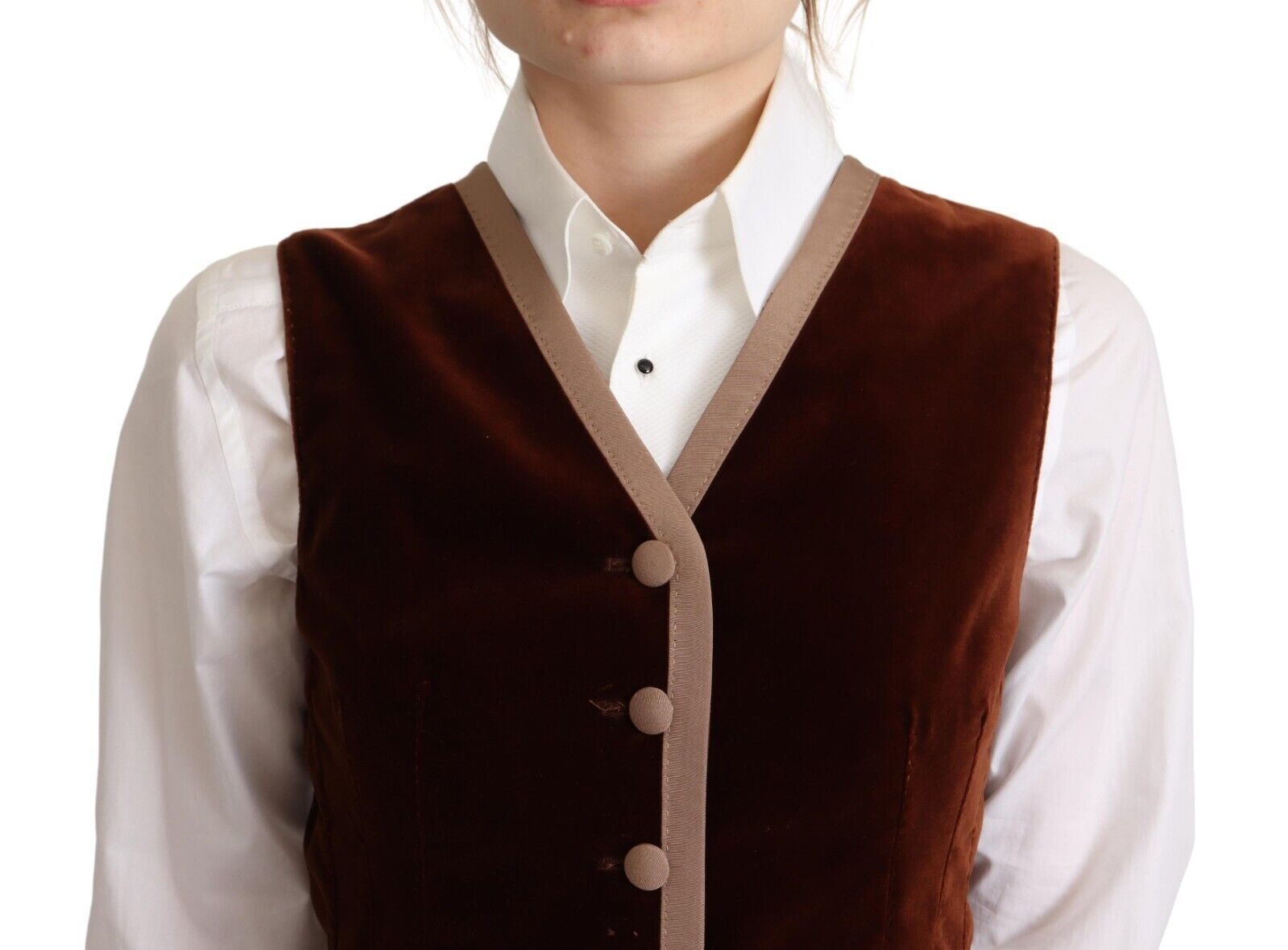Dolce & Gabbana Elegantes ärmelloses Samttop in Bordeaux