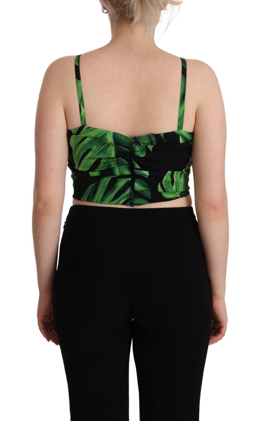 Dolce & Gabbana – Elegantes Neckholder-Crop-Top mit Blattmuster