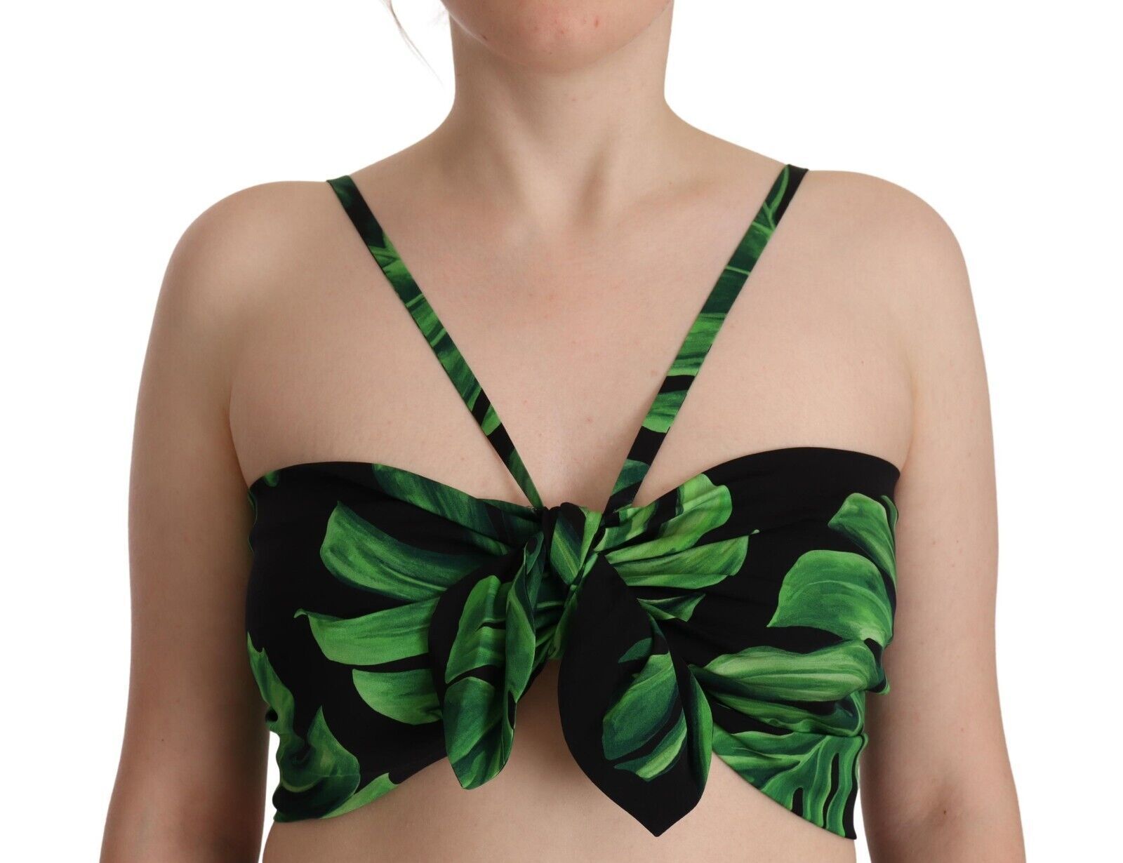 Dolce & Gabbana – Elegantes Neckholder-Crop-Top mit Blattmuster
