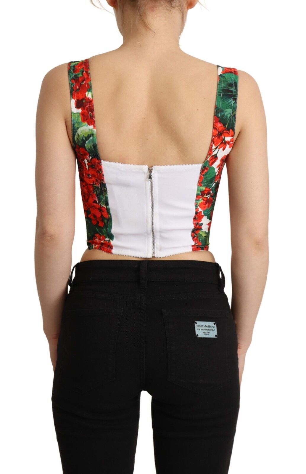 Dolce & Gabbana Elegantes rotes Cropped-Top mit Geranien-Print
