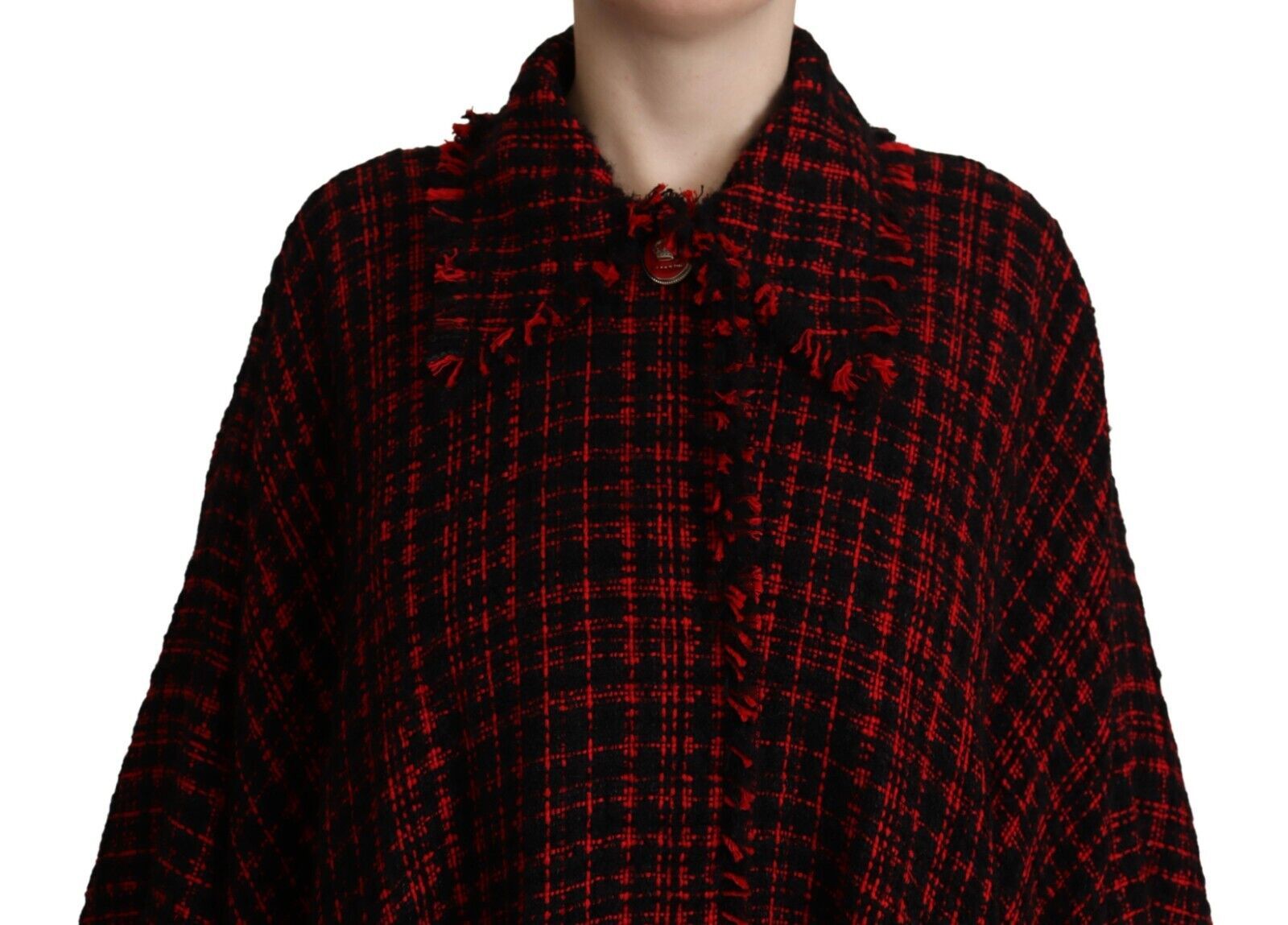 Elegante, langärmlige Manteljacke in Rot und Schwarz von Dolce & Gabbana