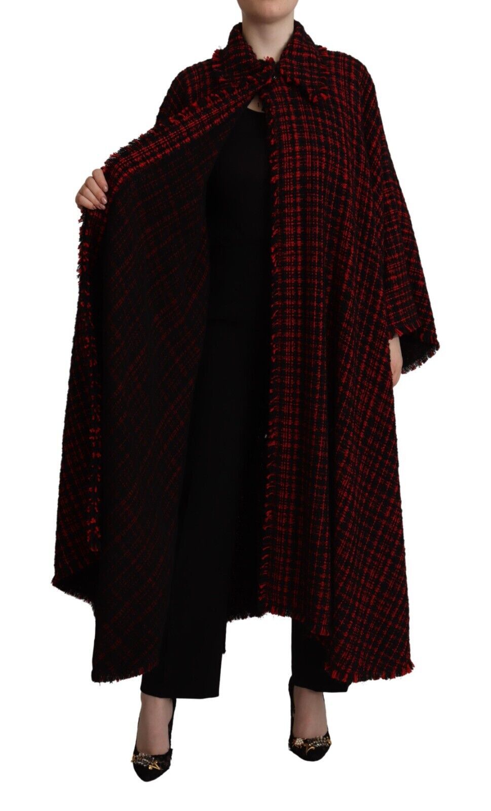 Elegante, langärmlige Manteljacke in Rot und Schwarz von Dolce & Gabbana