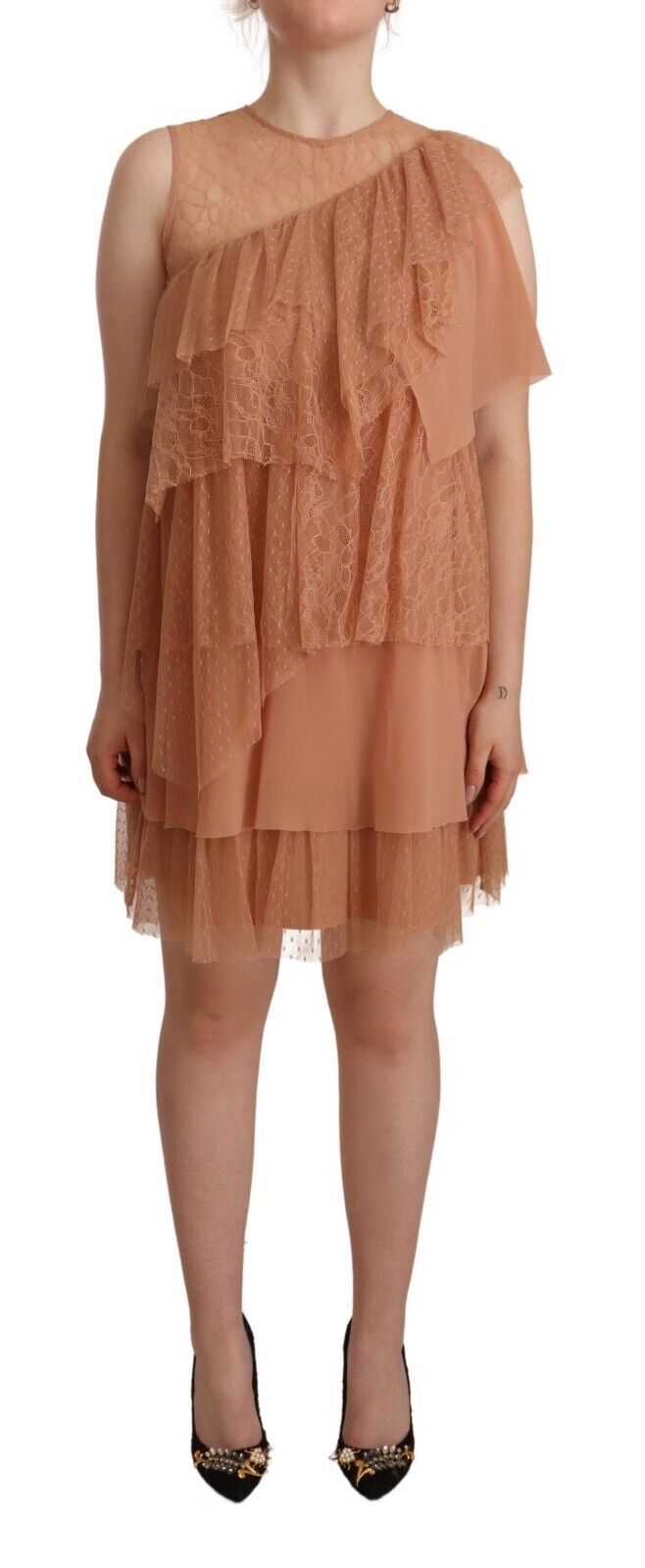 Liu Jo Chic – Ärmelloses, gestuftes Minikleid in Rosa