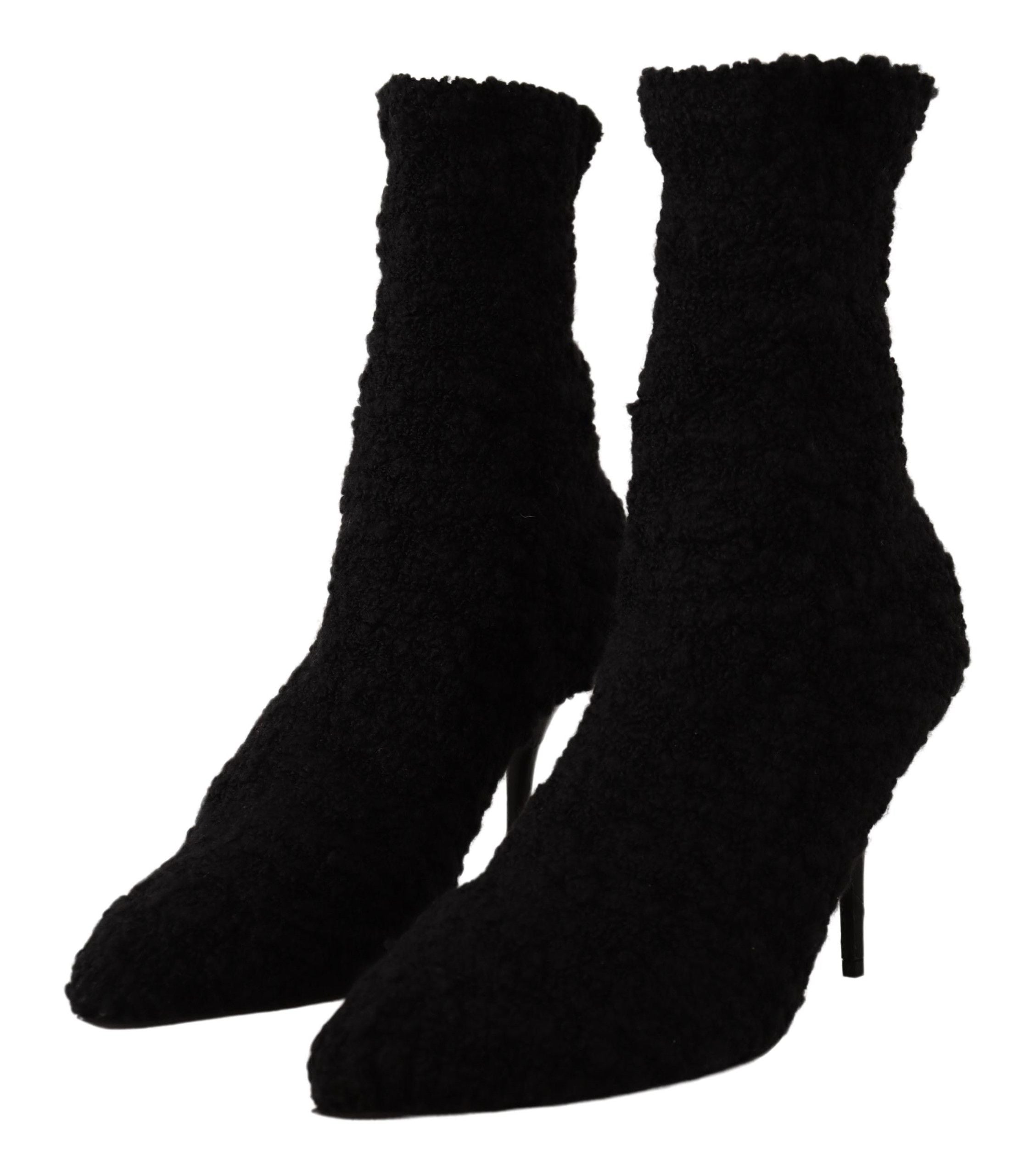 Dolce & Gabbana Elegante schwarze Viskosestiefel mit halbhoher Wade
