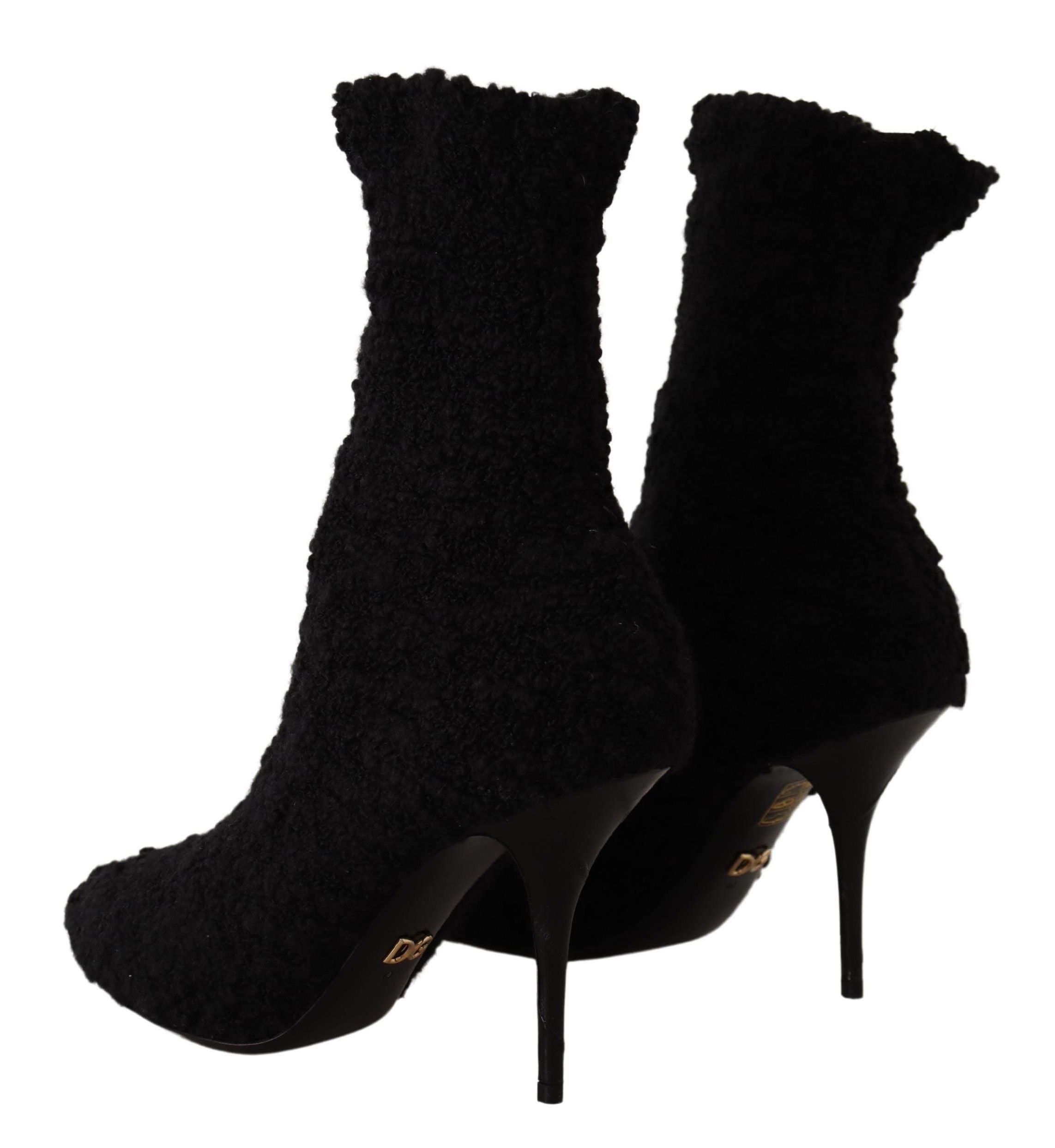 Dolce & Gabbana Elegante schwarze Viskosestiefel mit halbhoher Wade