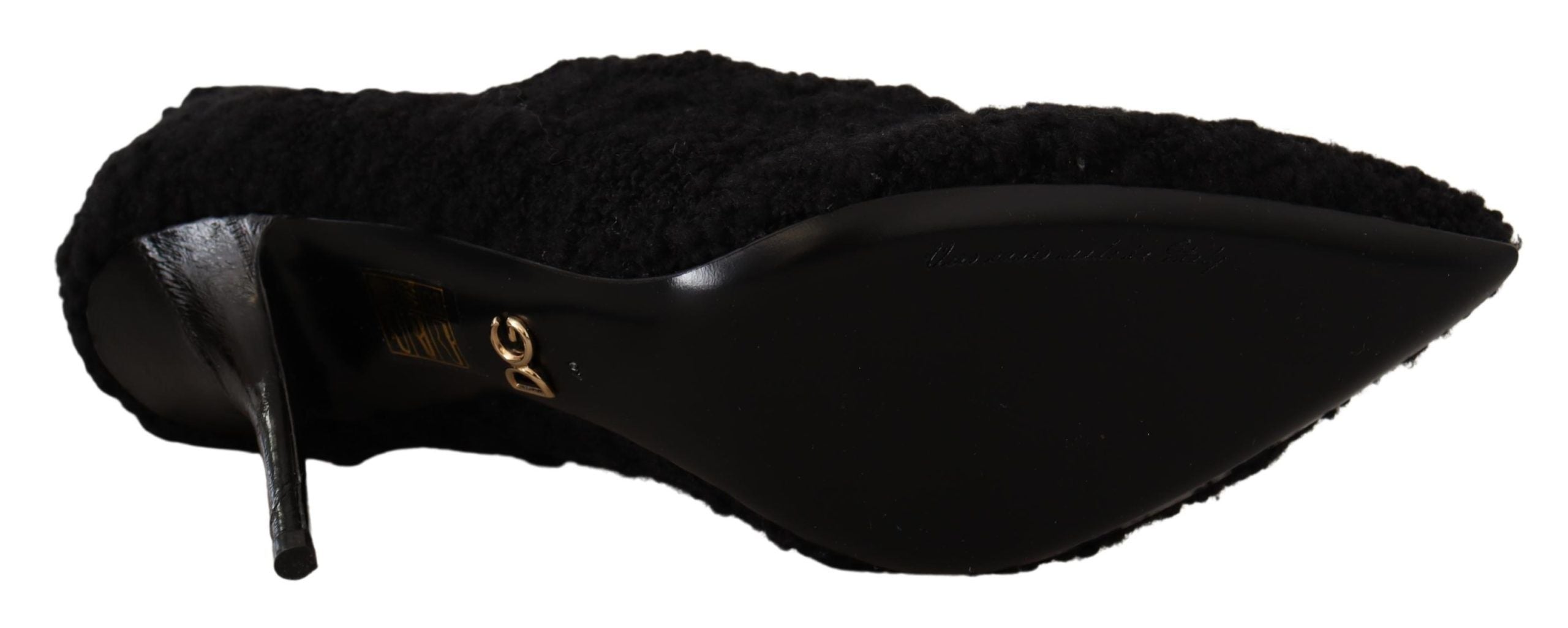 Dolce & Gabbana Elegante schwarze Viskosestiefel mit halbhoher Wade