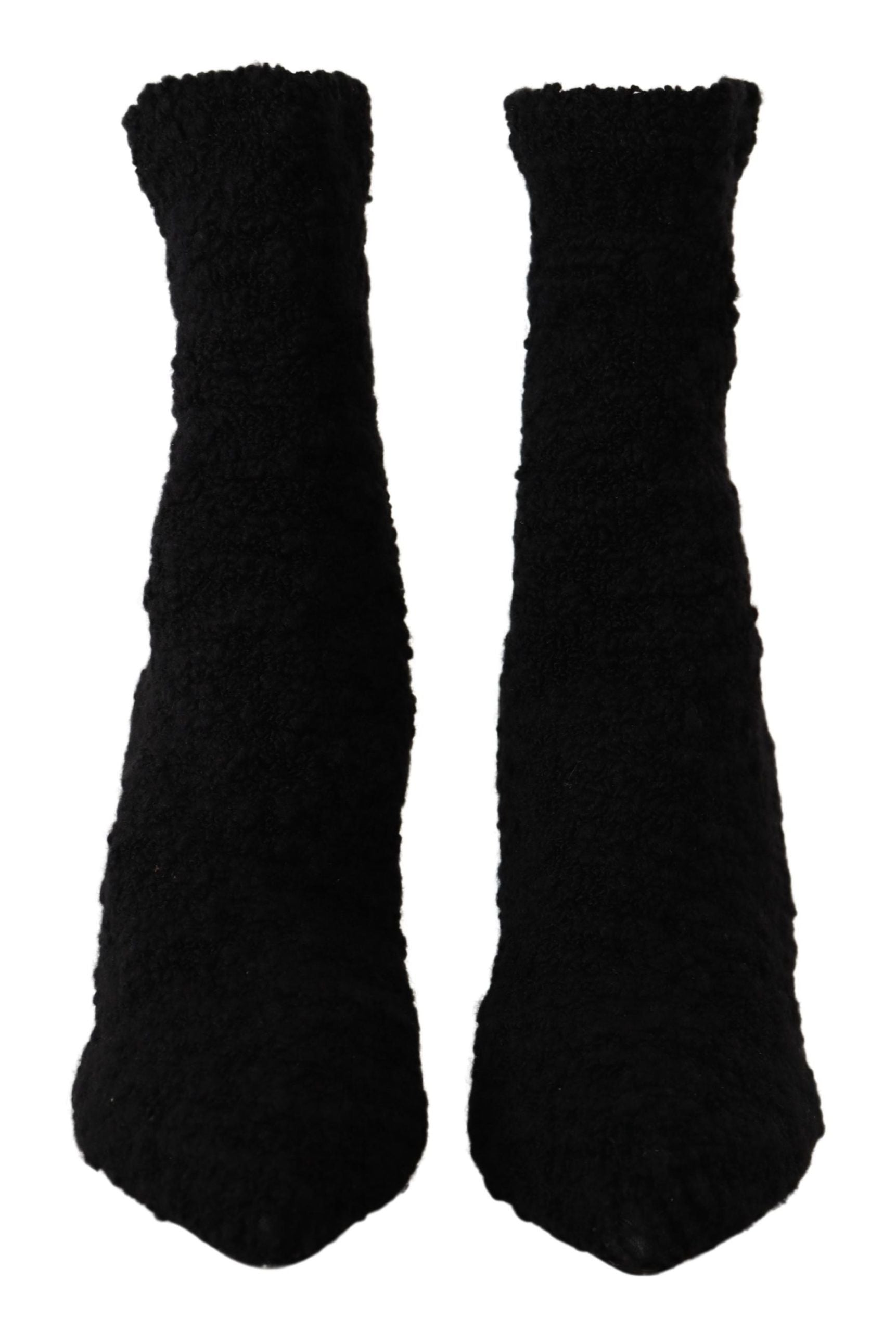 Dolce & Gabbana Elegante schwarze Viskosestiefel mit halbhoher Wade