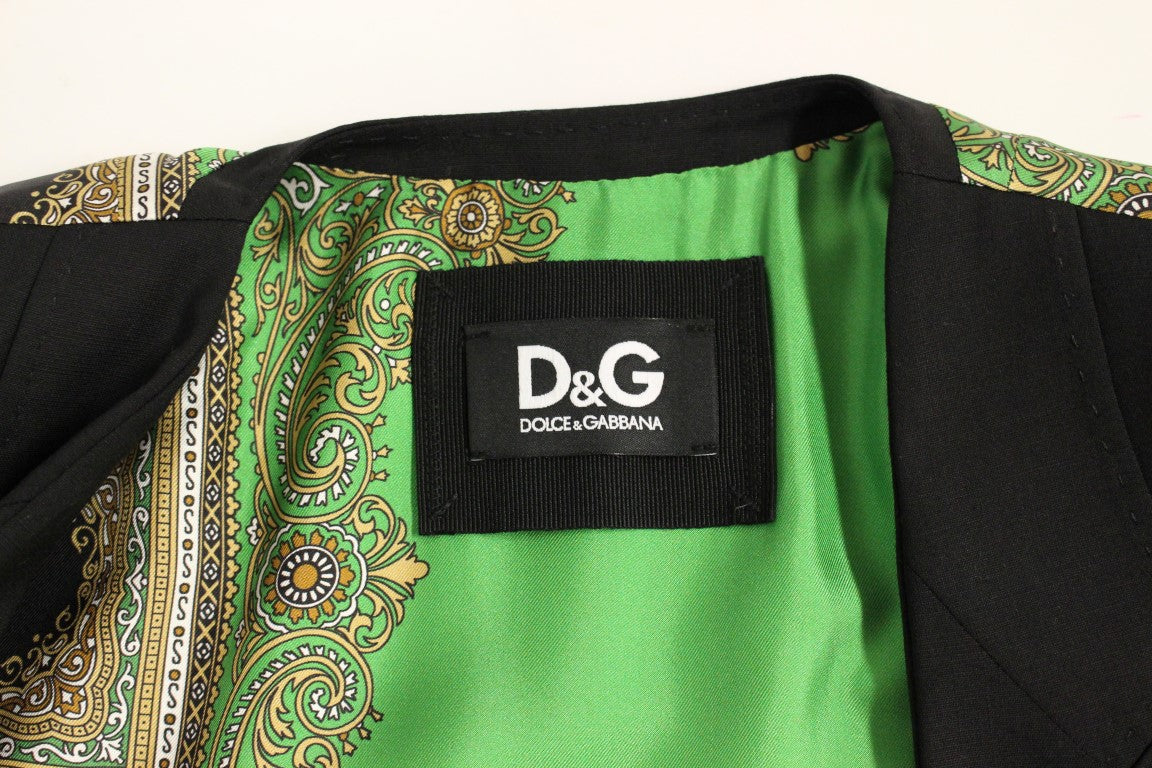 Dolce & Gabbana – Eleganter schwarzer Blazer aus Seidenmischung mit Schaldetail auf der Rückseite