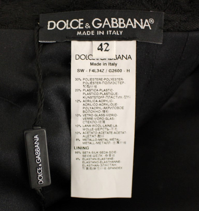 Dolce & Gabbana – Schwarzer Meisterwerk-Rock mit Kristallverzierung