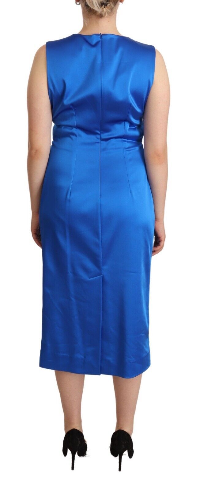 Rochie midi elegantă PAROSH, fără mâneci, cu imprimeu teacă