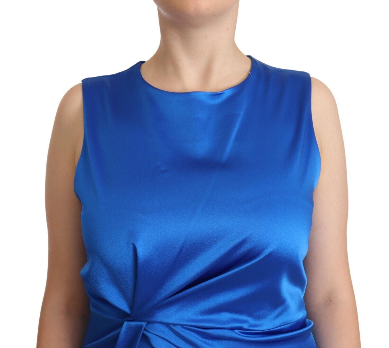Rochie midi elegantă PAROSH, fără mâneci, cu imprimeu teacă