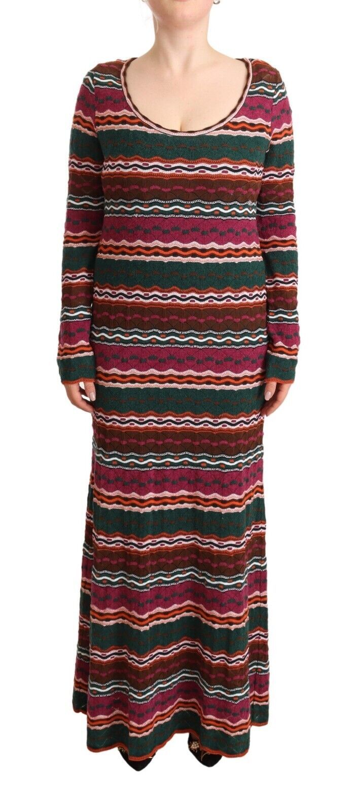 Rochie Missoni cu mânecă lungă și dungi multicolore