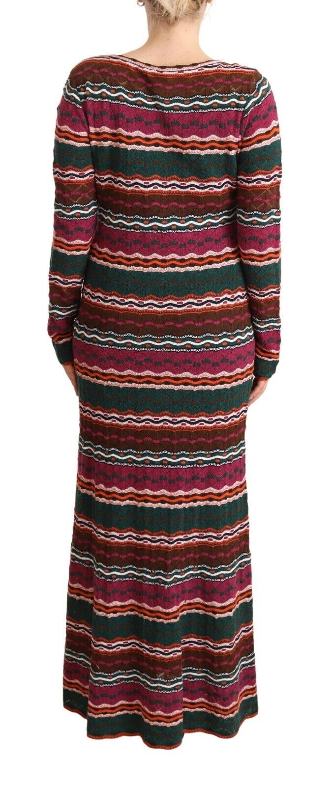 Rochie Missoni cu mânecă lungă și dungi multicolore