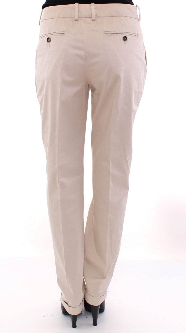 Dolce & Gabbana Elegante beige Baumwollhose mit normaler Passform