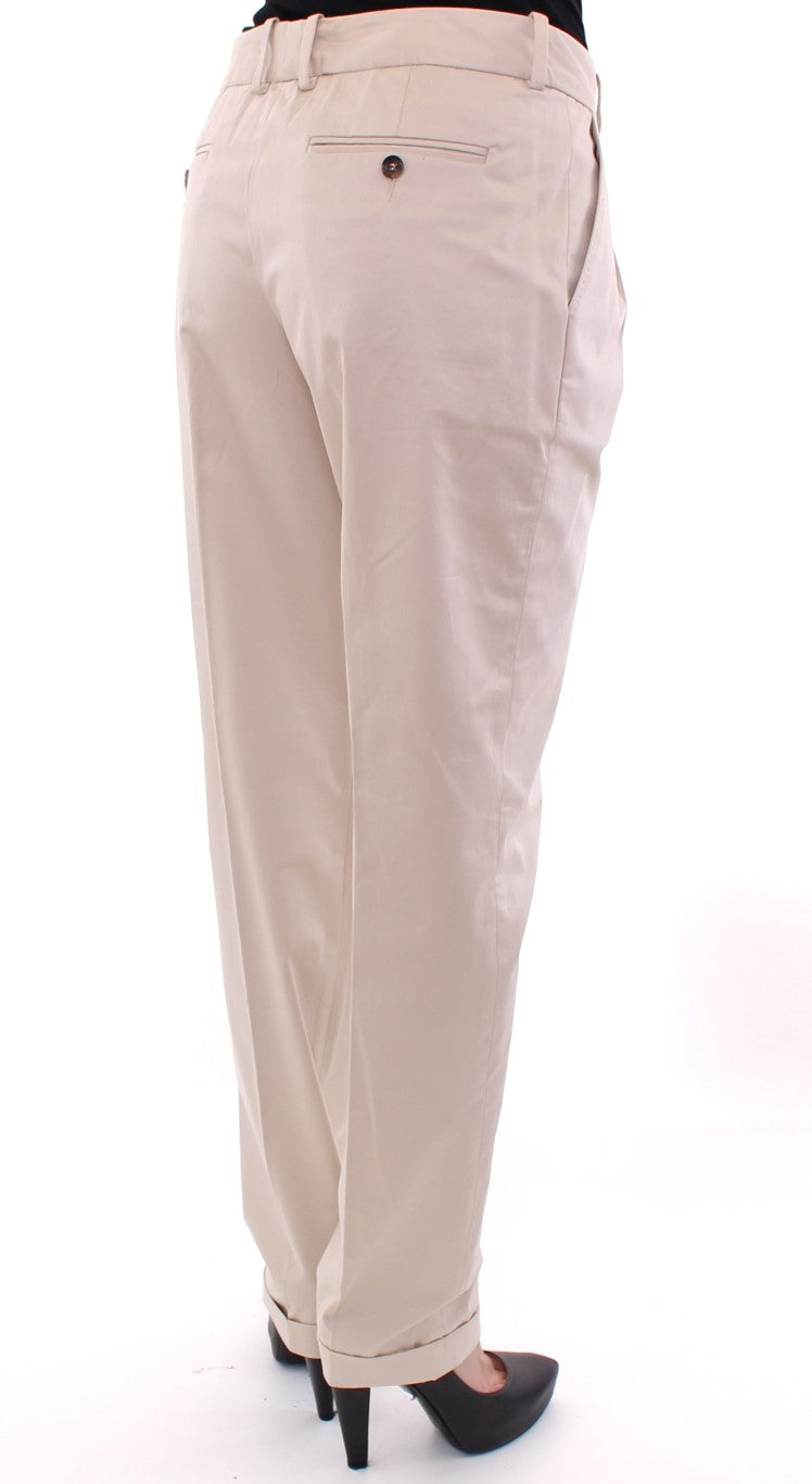 Dolce & Gabbana Elegante beige Baumwollhose mit normaler Passform